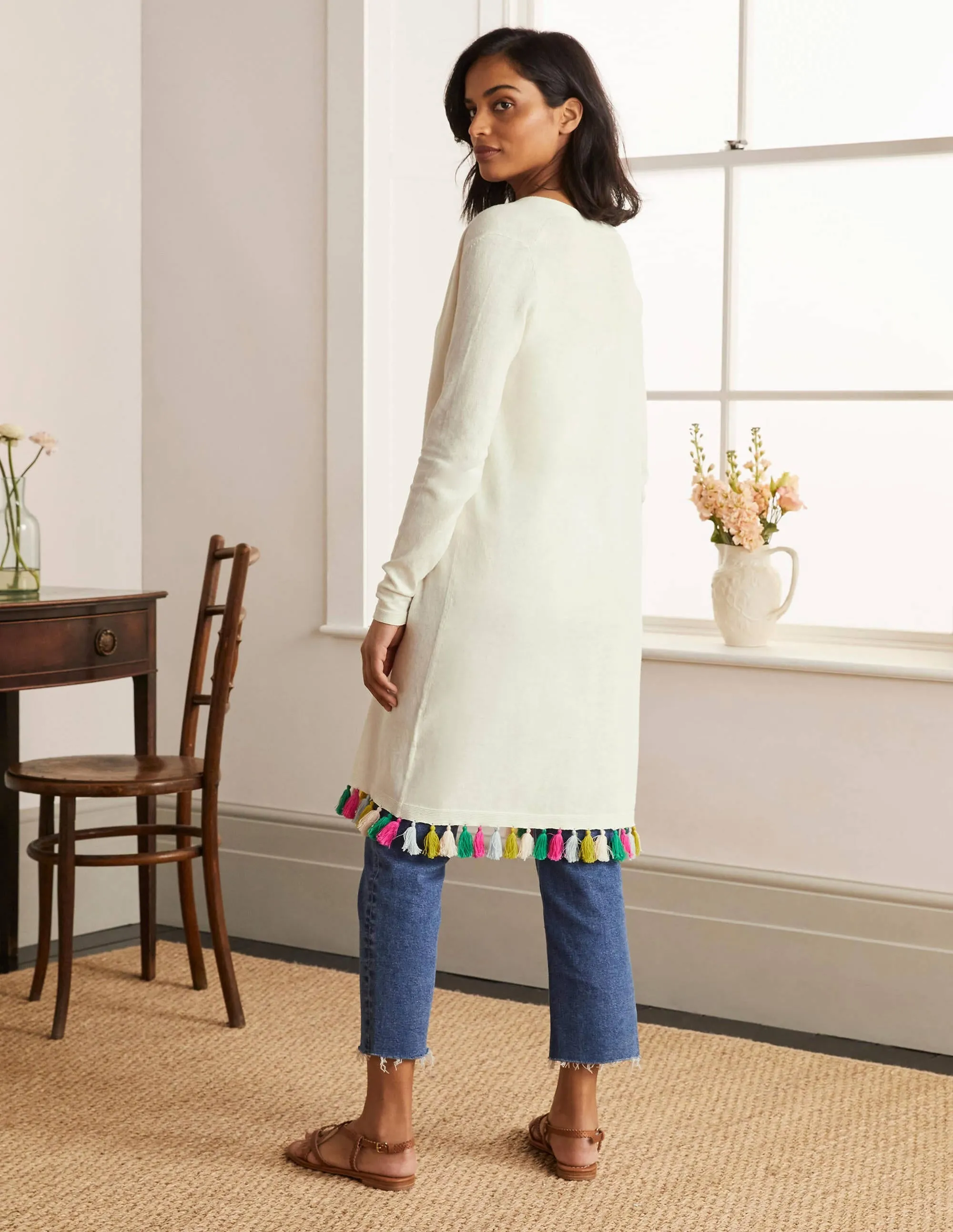 Elsdon Tassel Cardigan-Ivory