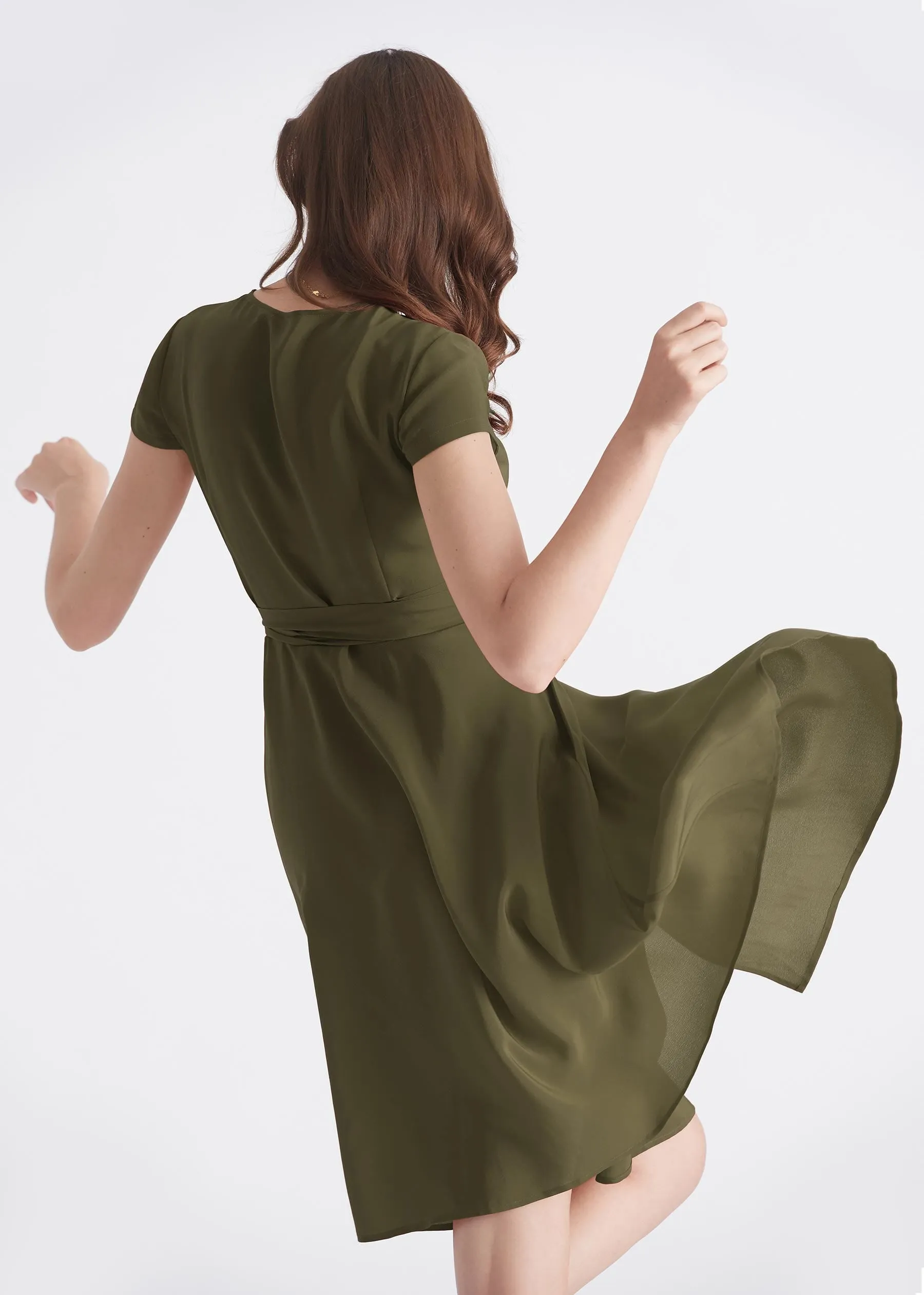 Figure Flattering Silk Wrap Dress