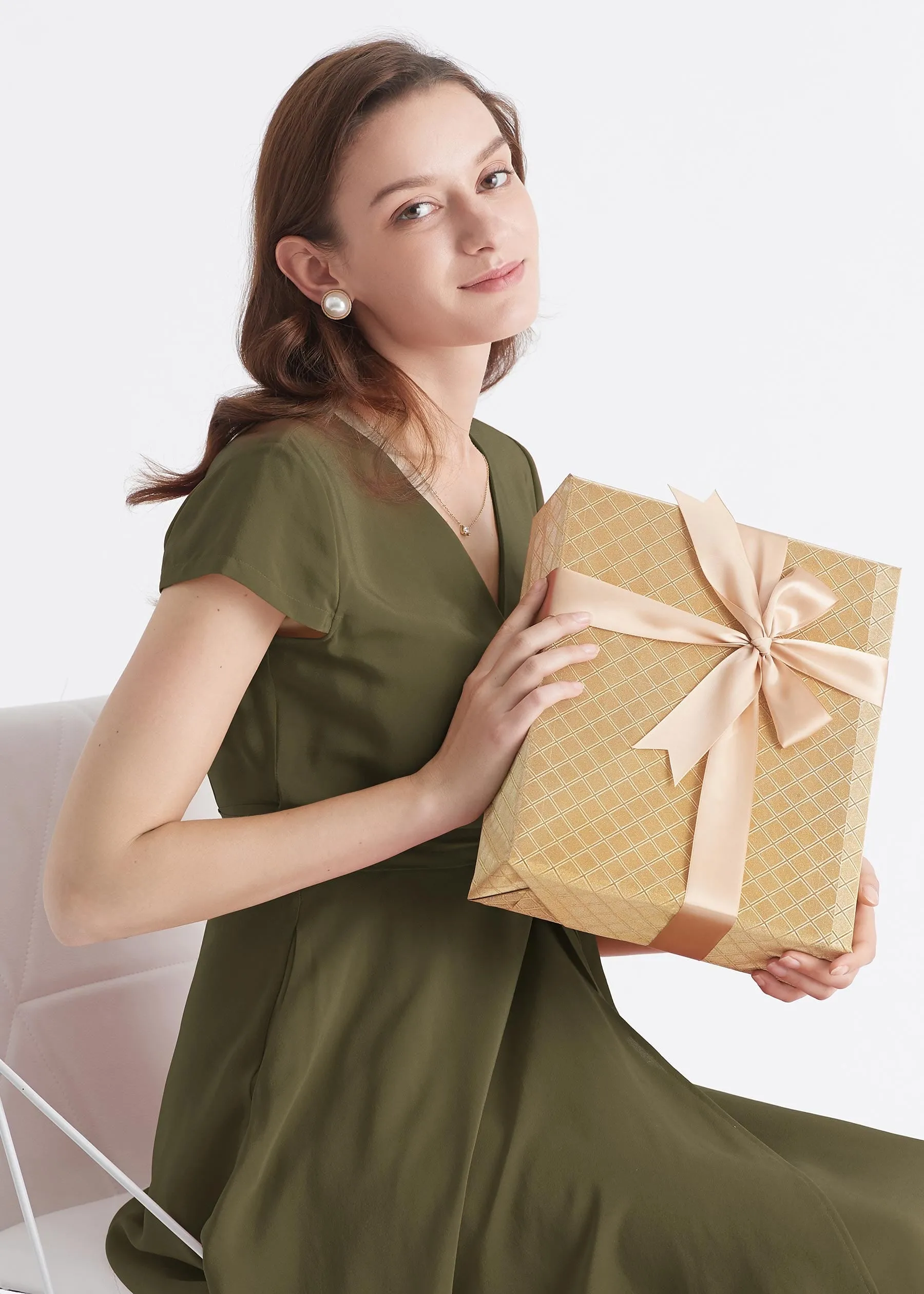Figure Flattering Silk Wrap Dress