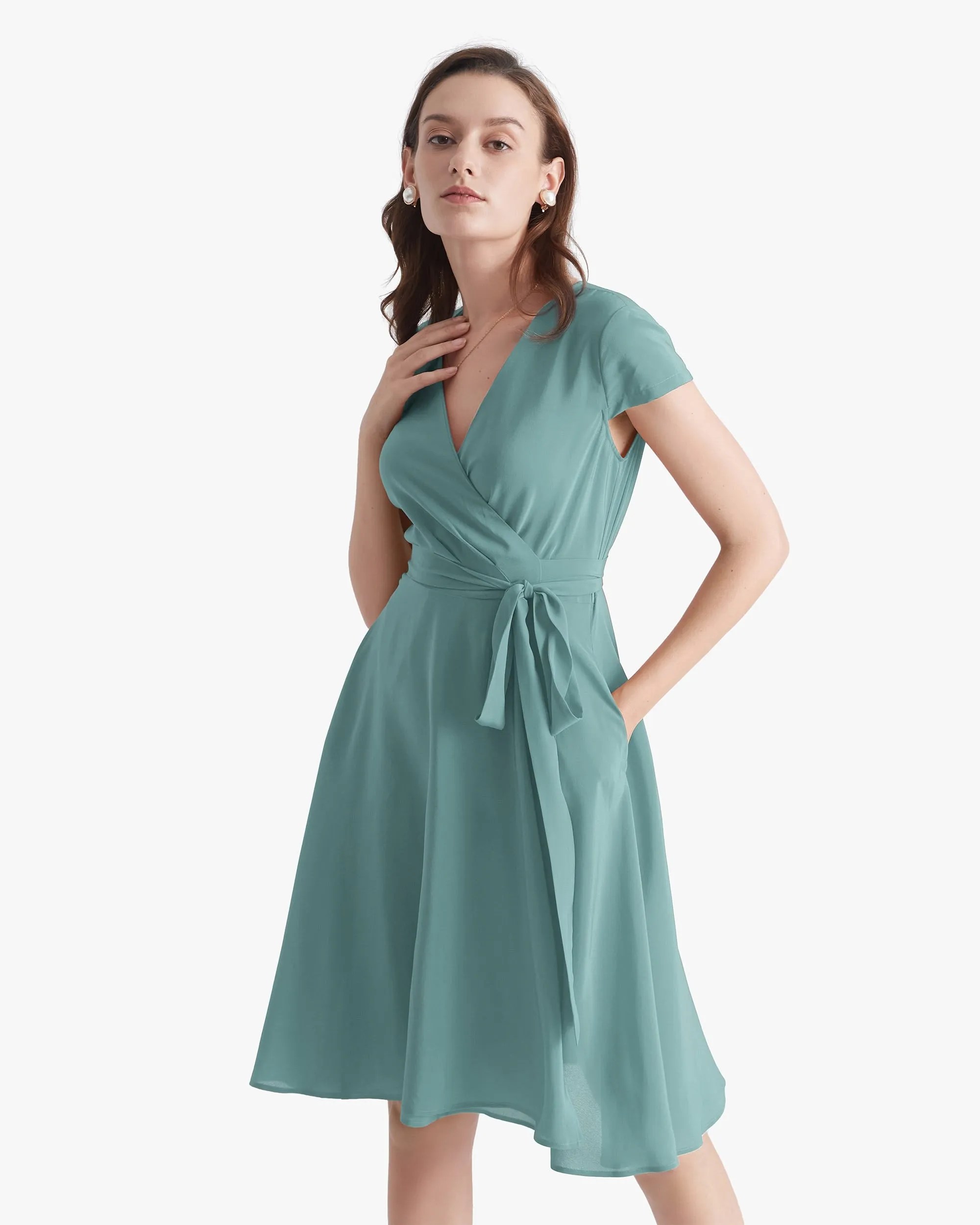 Figure Flattering Silk Wrap Dress