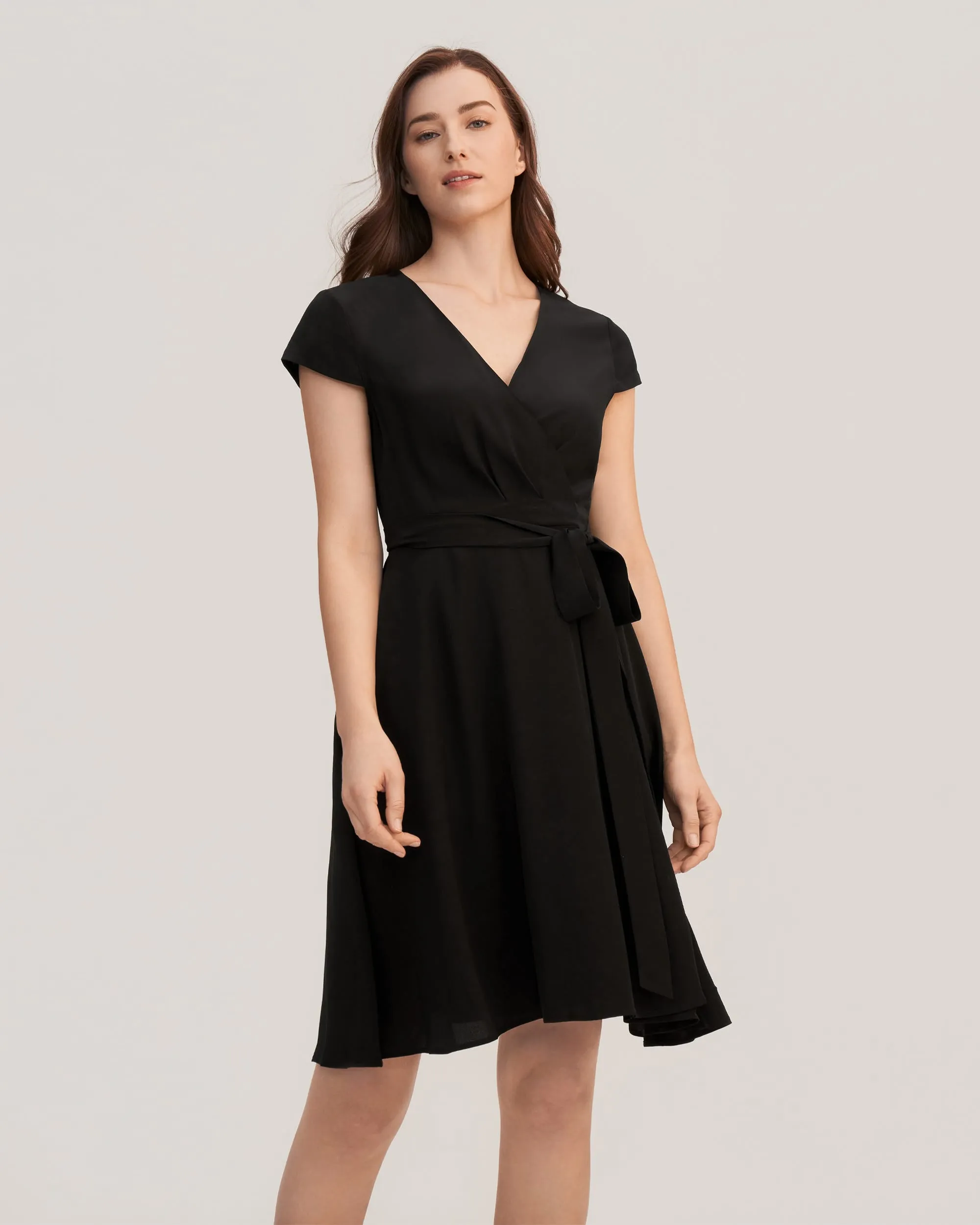 Figure Flattering Silk Wrap Dress