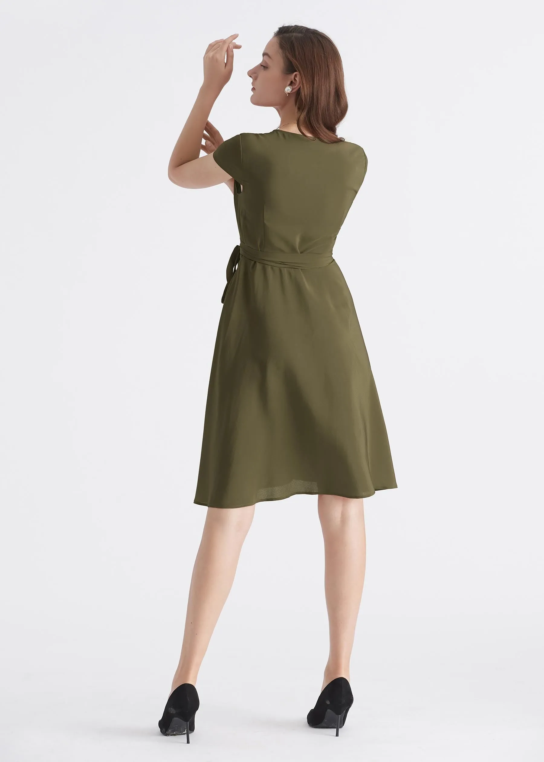 Figure Flattering Silk Wrap Dress