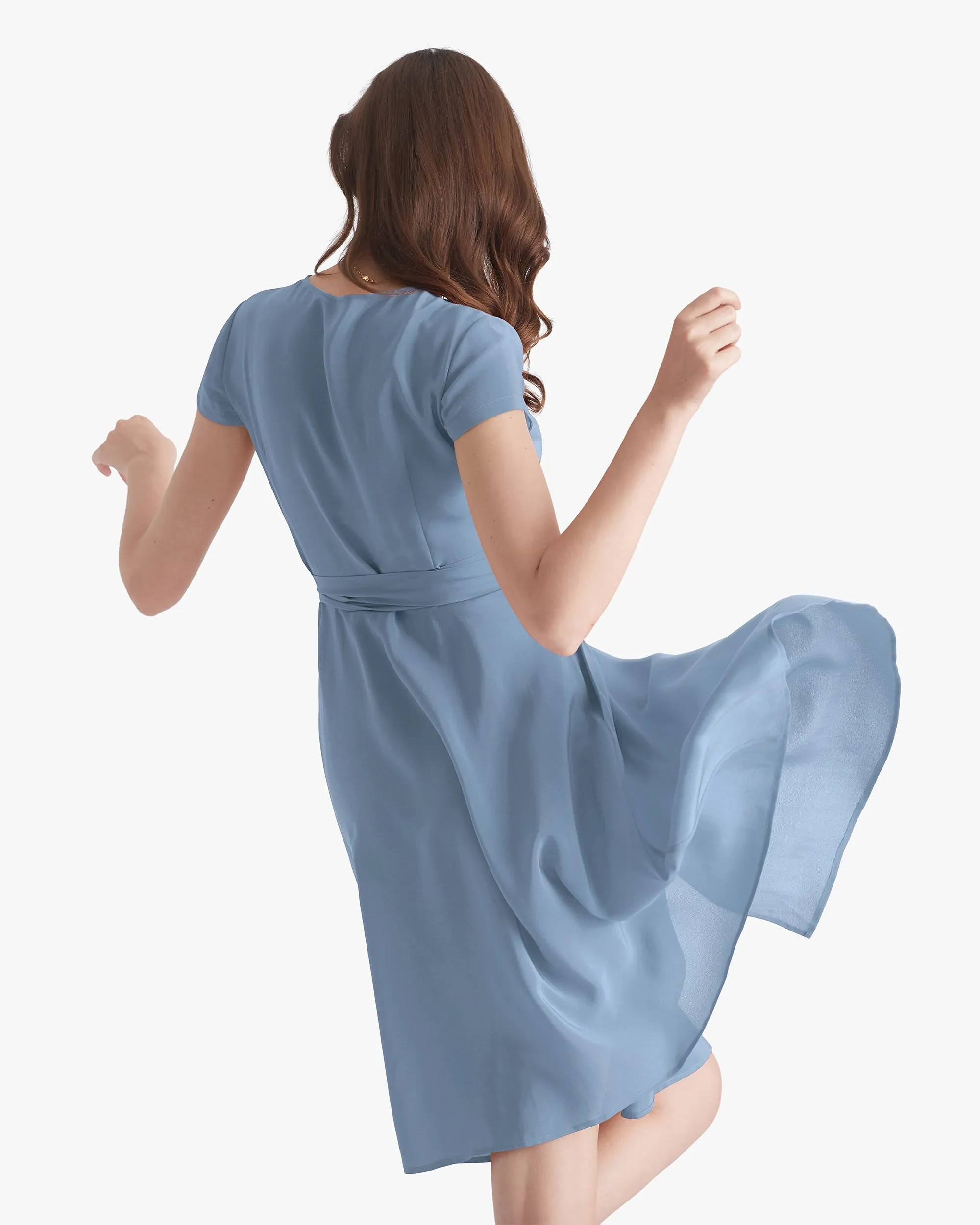 Figure Flattering Silk Wrap Dress