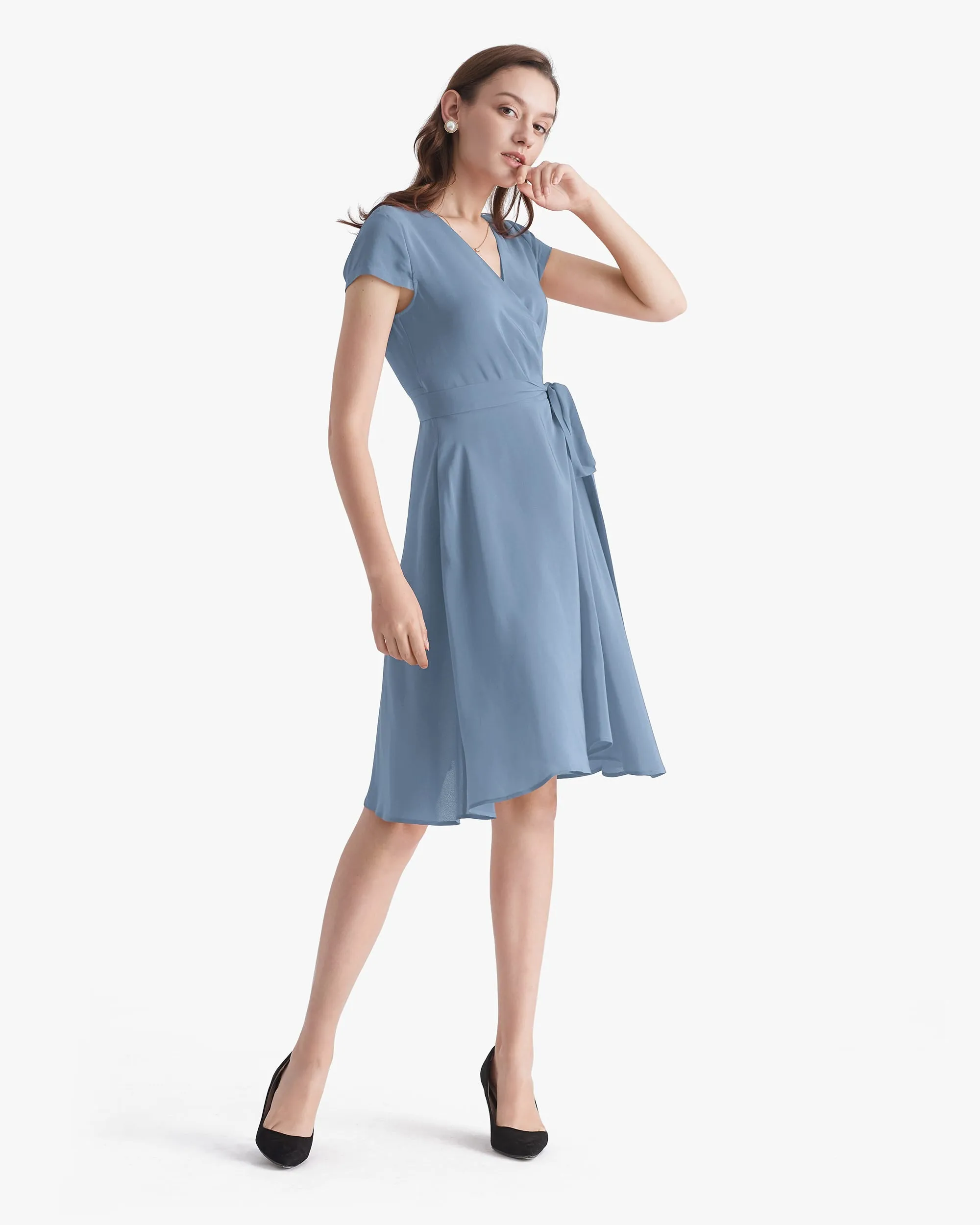 Figure Flattering Silk Wrap Dress