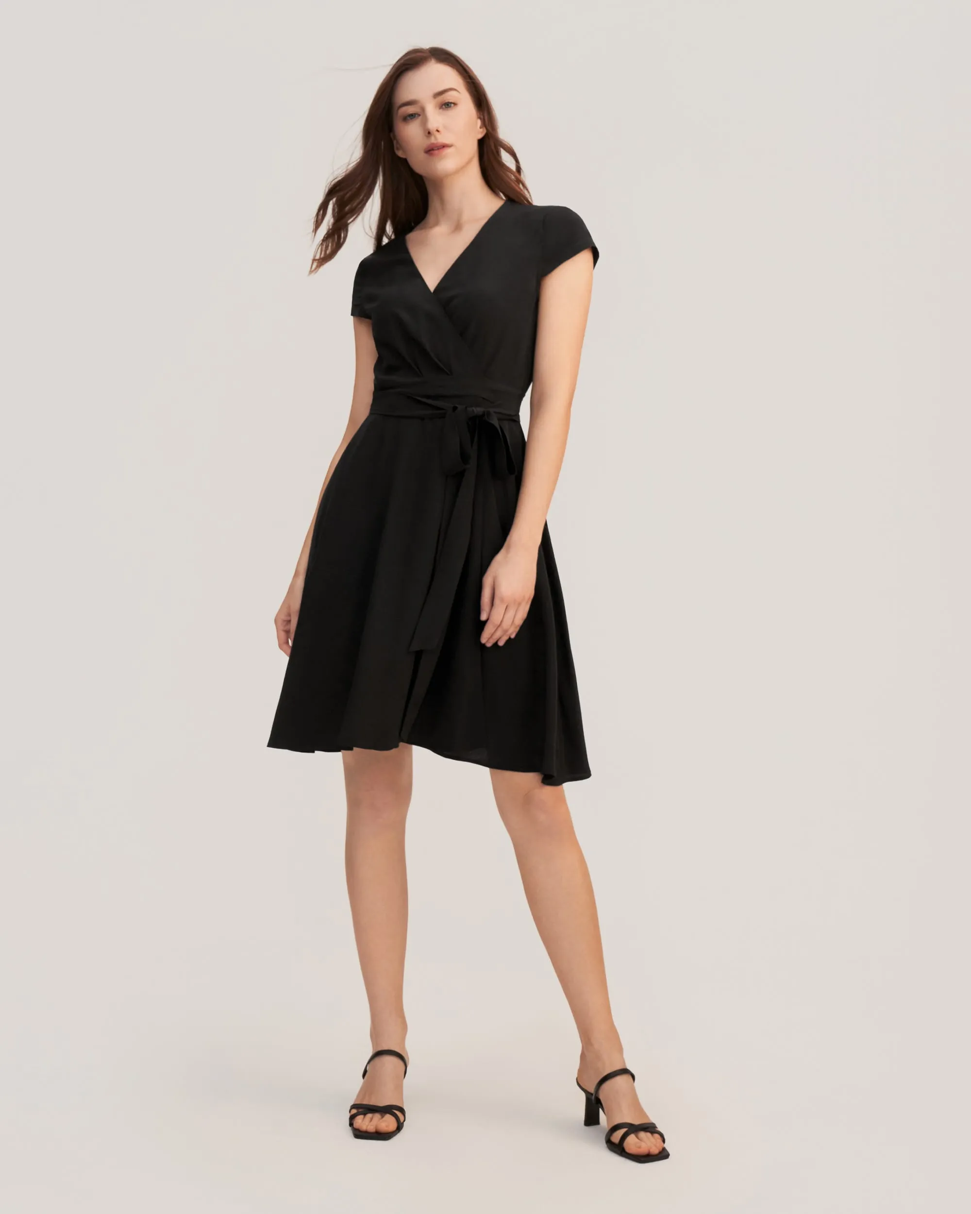 Figure Flattering Silk Wrap Dress