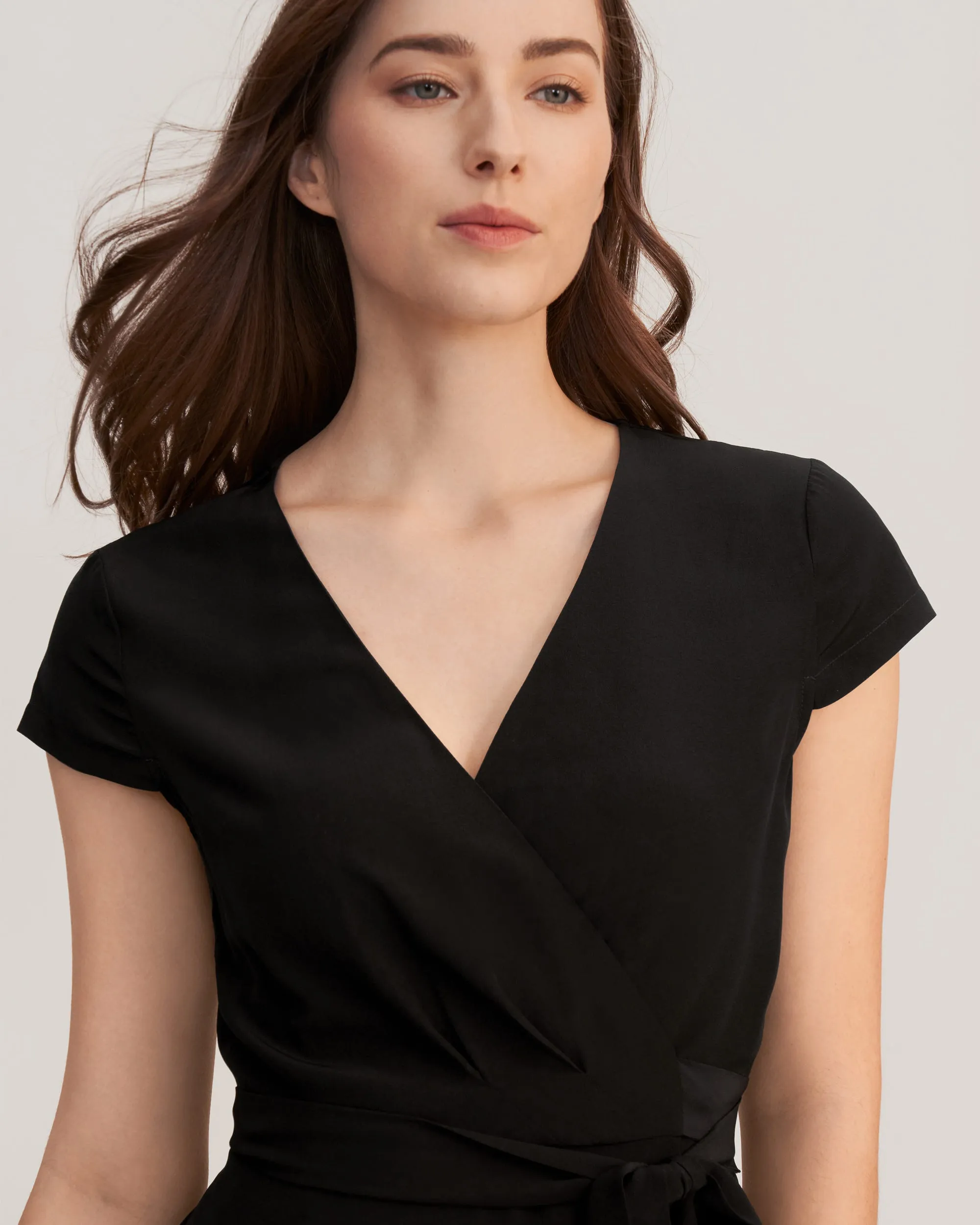 Figure Flattering Silk Wrap Dress