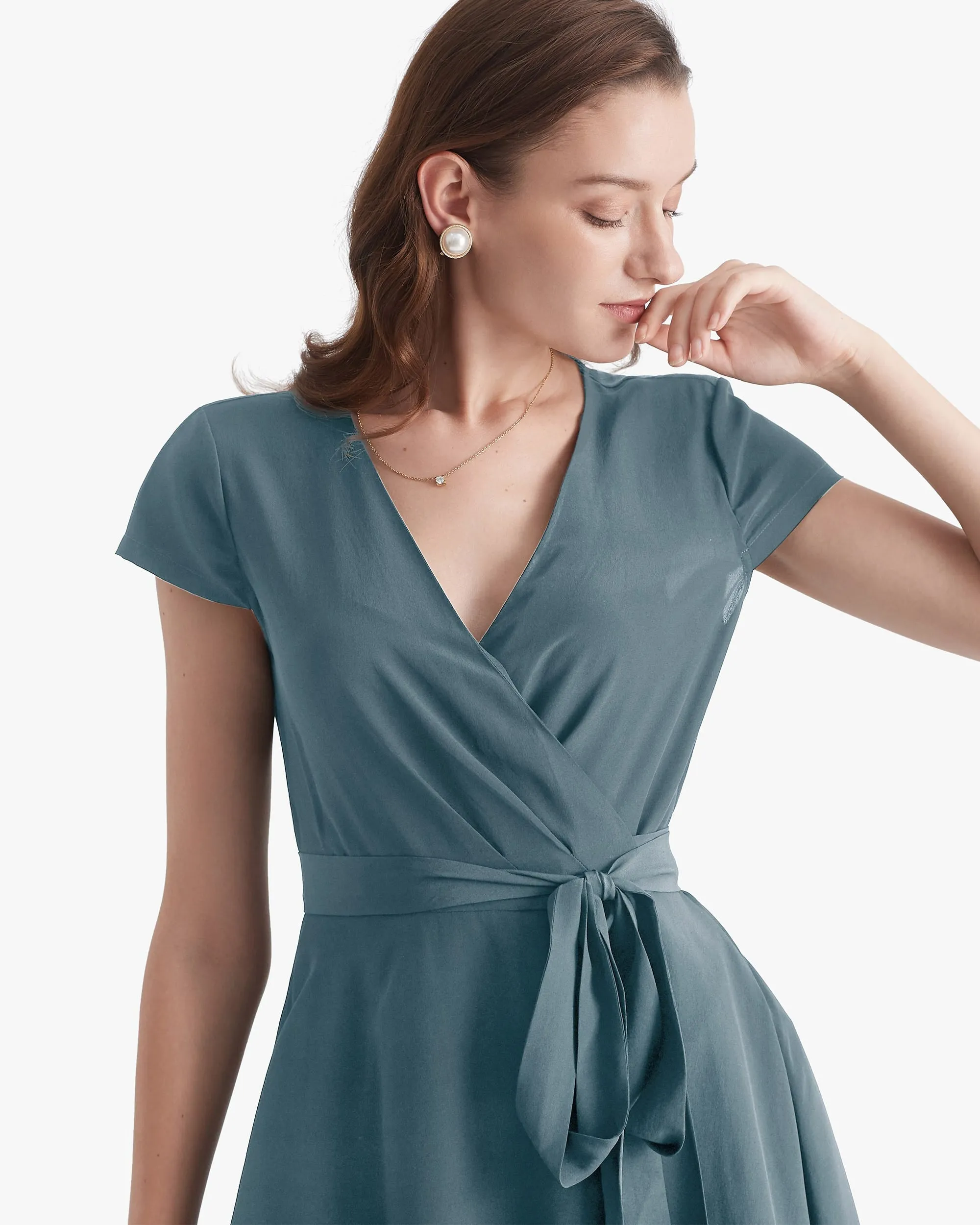Figure Flattering Silk Wrap Dress