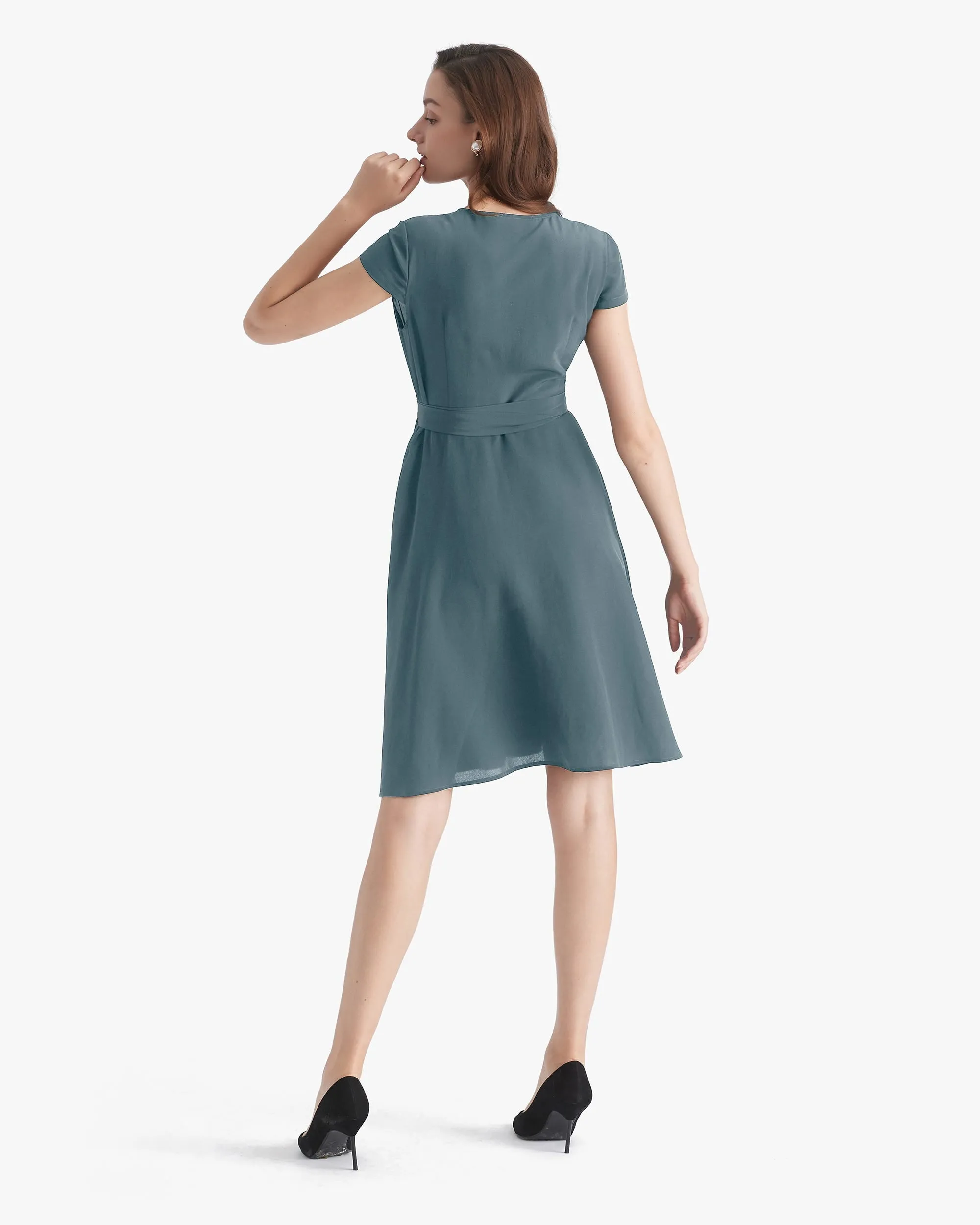 Figure Flattering Silk Wrap Dress