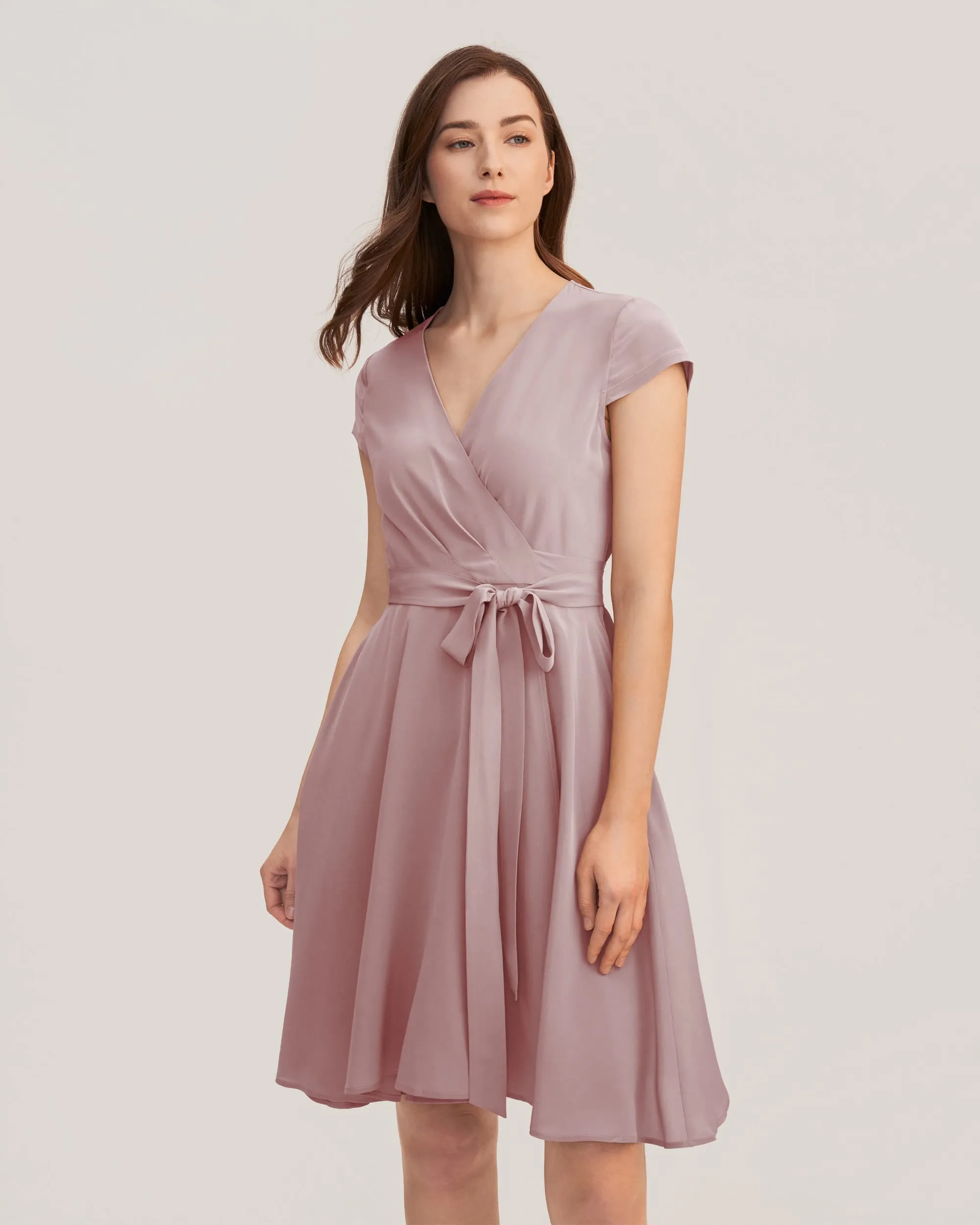 Figure Flattering Silk Wrap Dress