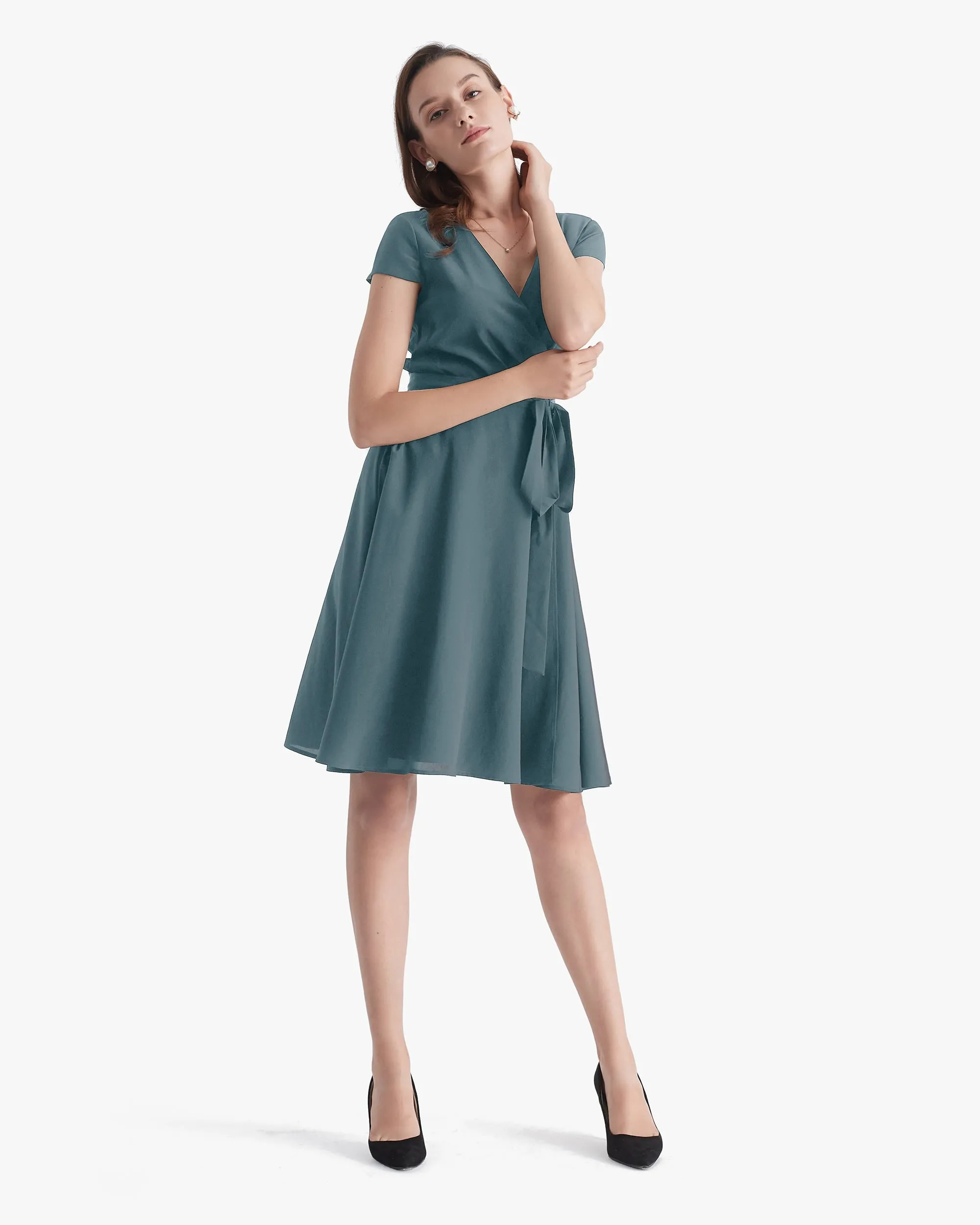 Figure Flattering Silk Wrap Dress