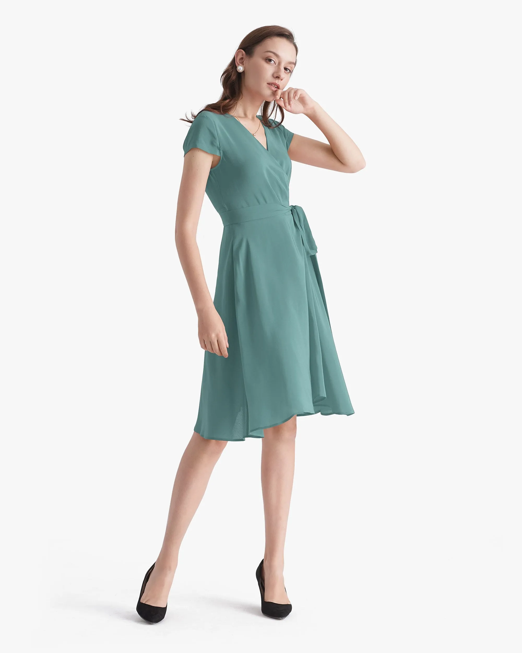 Figure Flattering Silk Wrap Dress