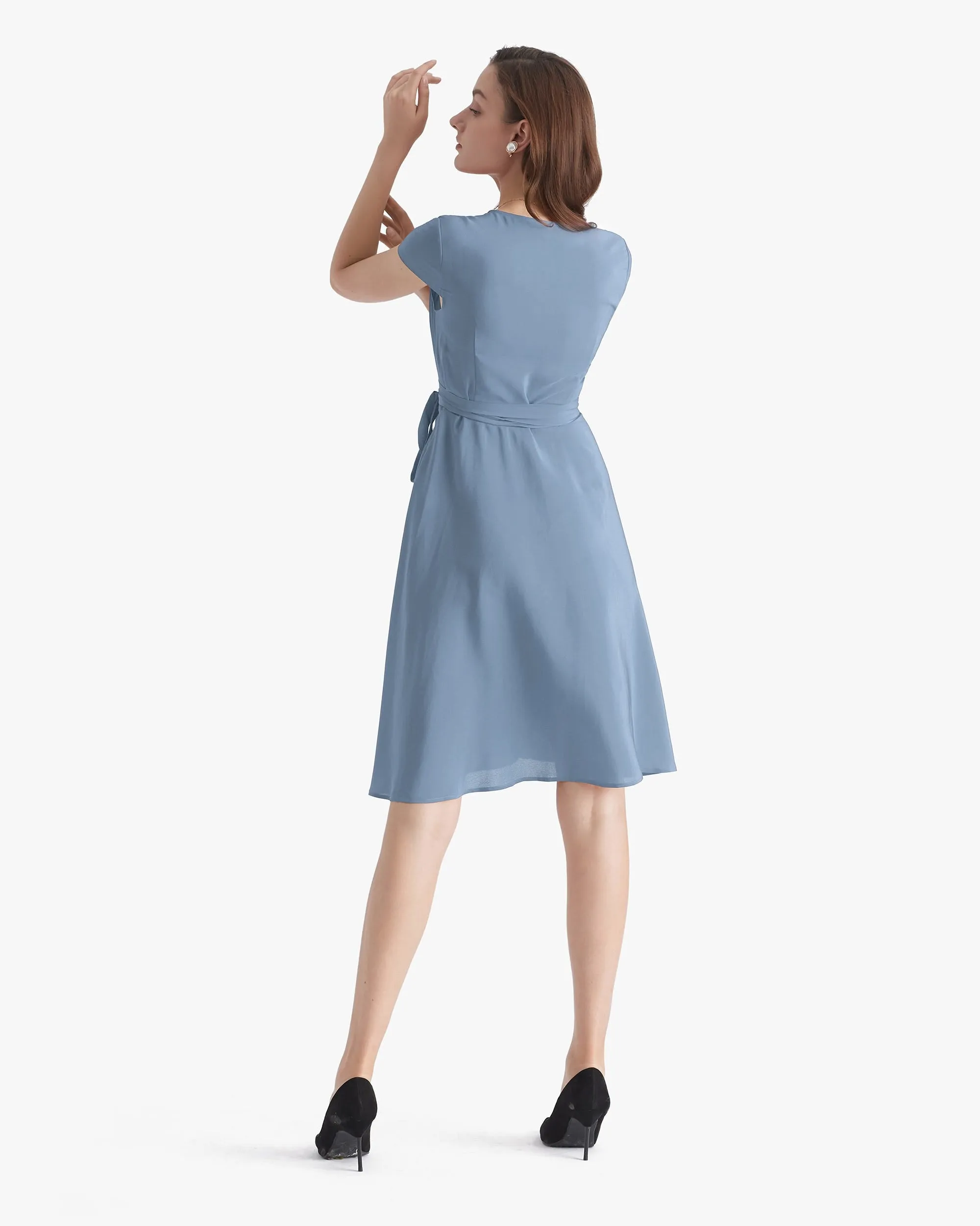 Figure Flattering Silk Wrap Dress