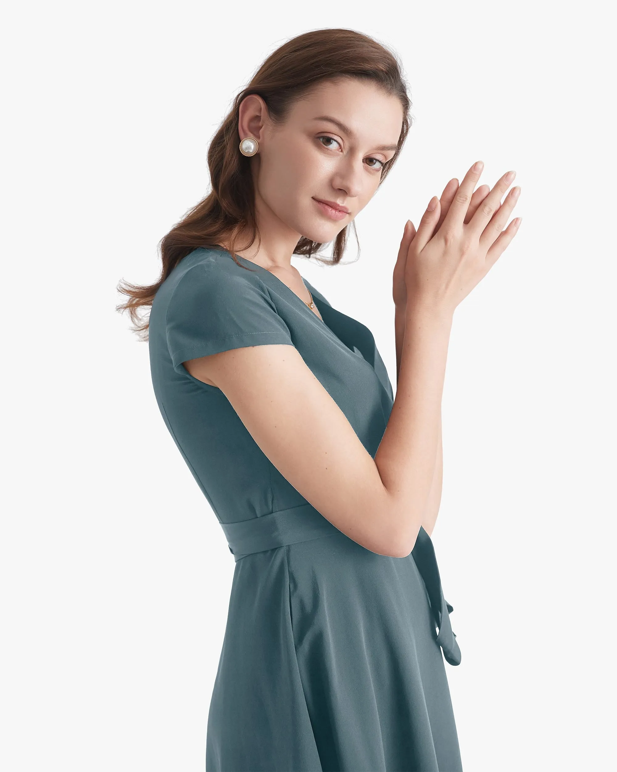 Figure Flattering Silk Wrap Dress