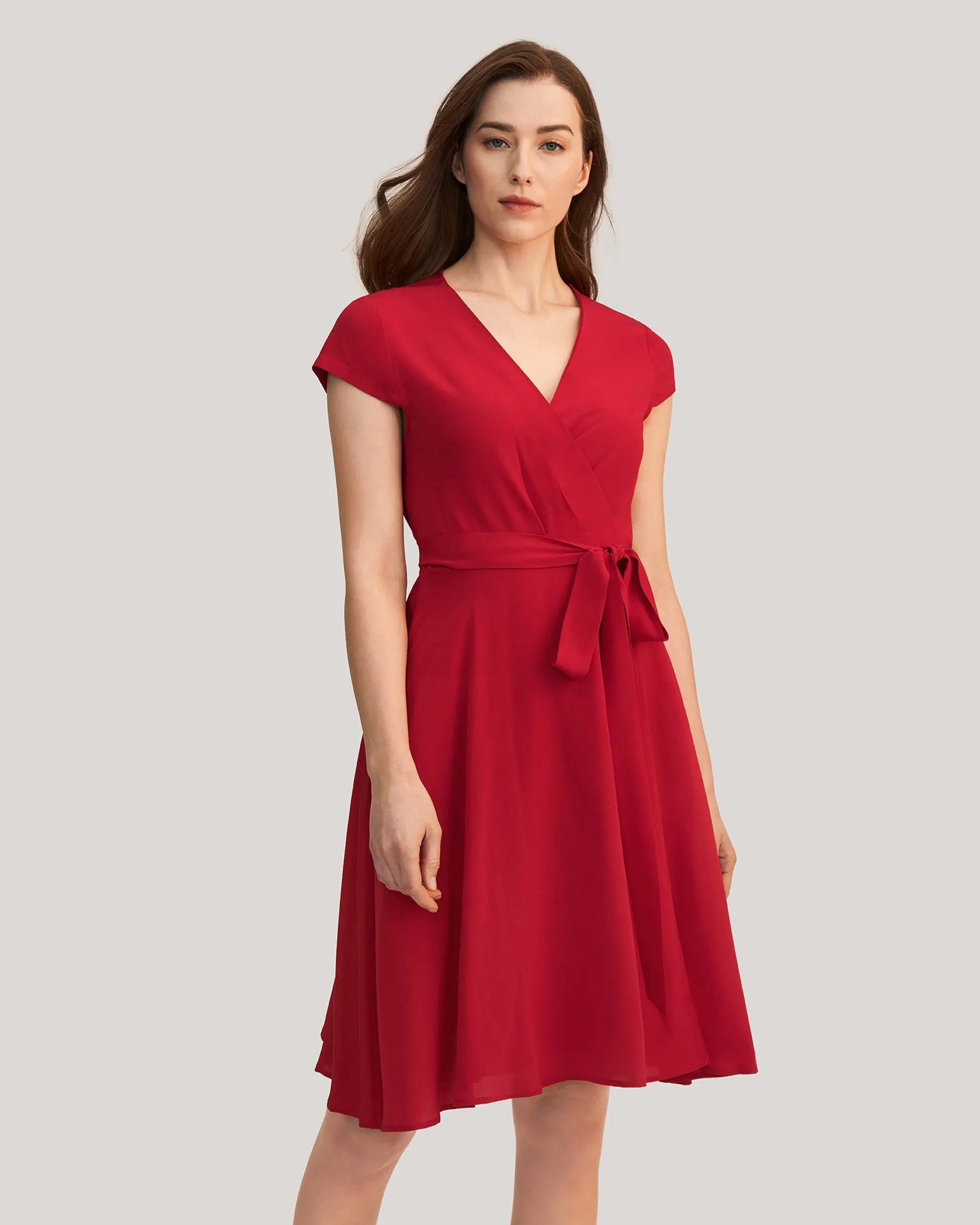 Figure Flattering Silk Wrap Dress