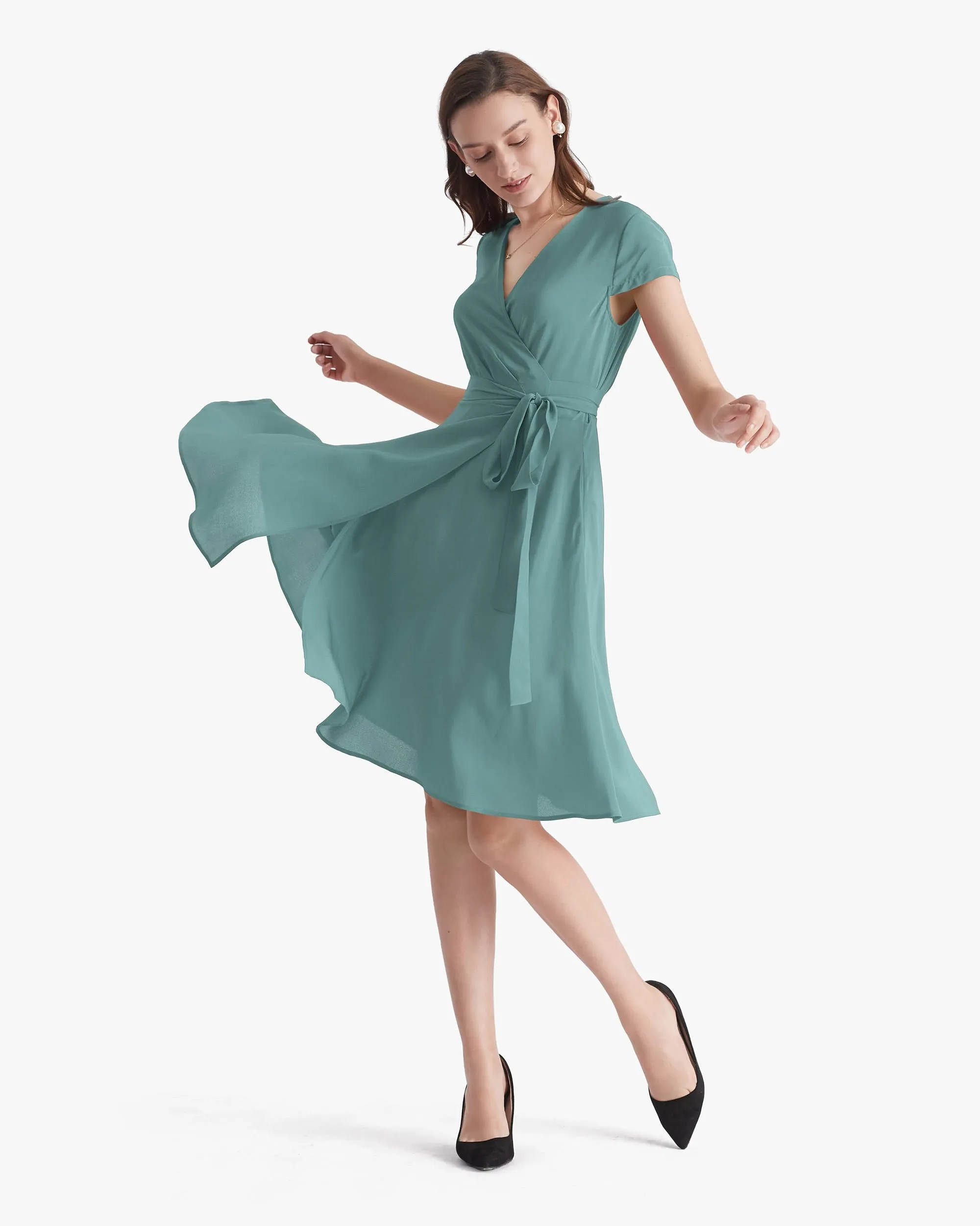 Figure Flattering Silk Wrap Dress