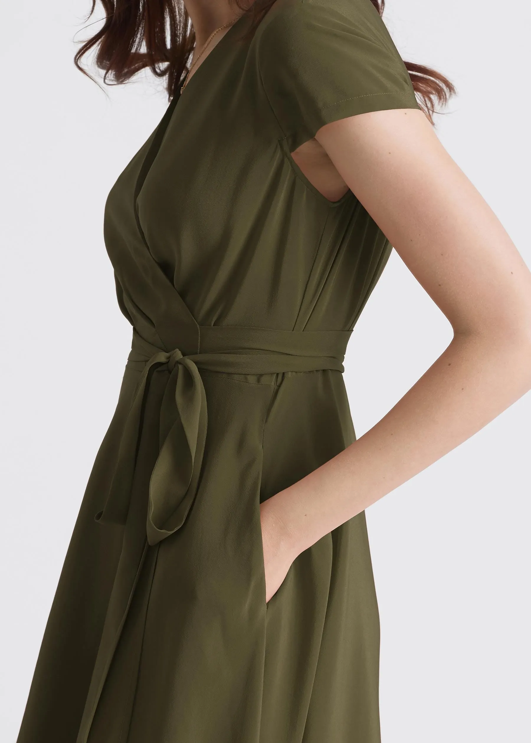 Figure Flattering Silk Wrap Dress