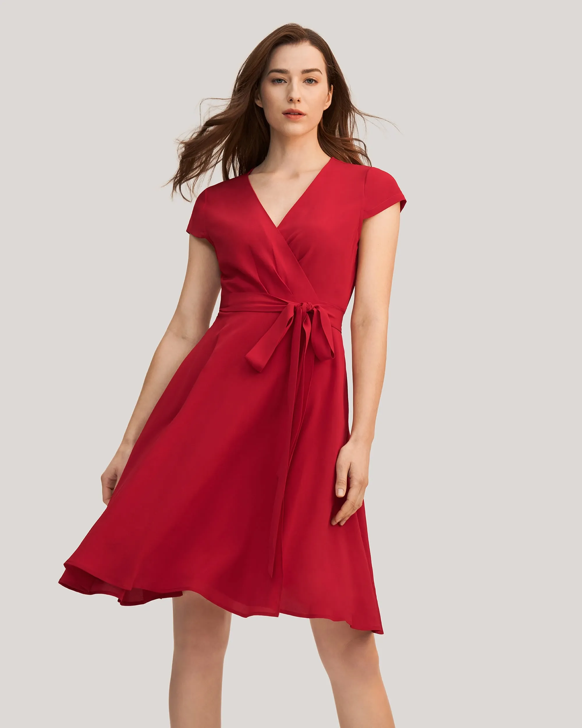 Figure Flattering Silk Wrap Dress