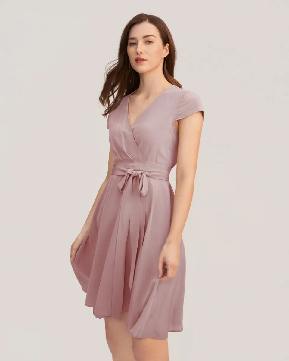 Figure Flattering Silk Wrap Dress