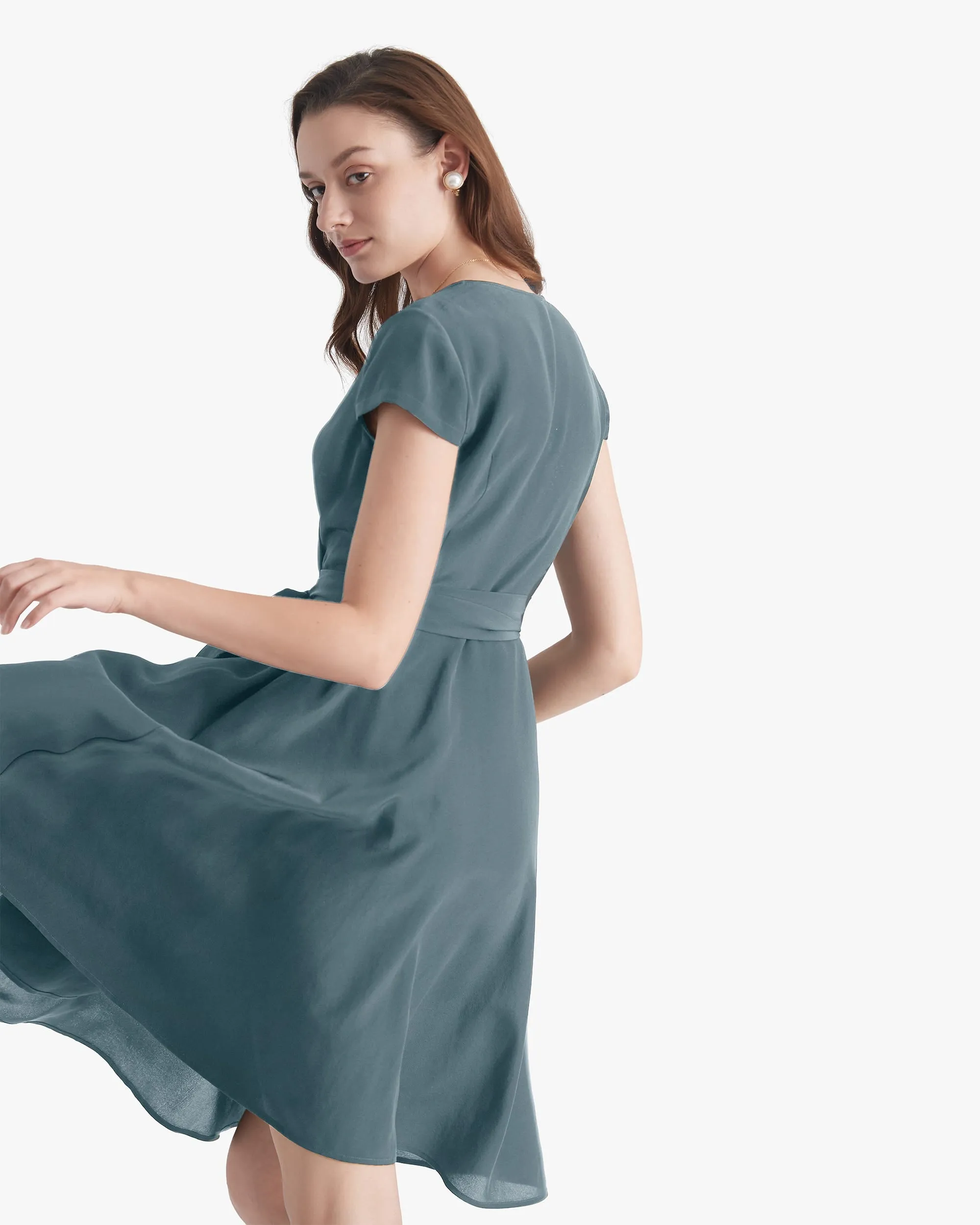 Figure Flattering Silk Wrap Dress