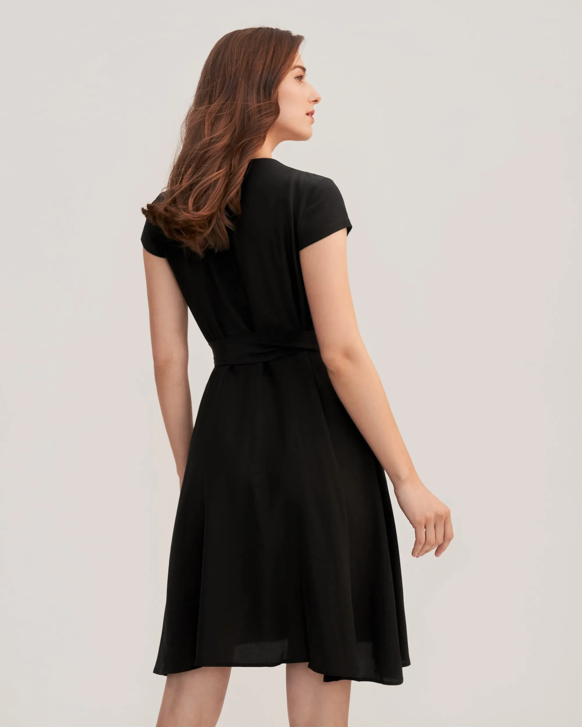 Figure Flattering Silk Wrap Dress