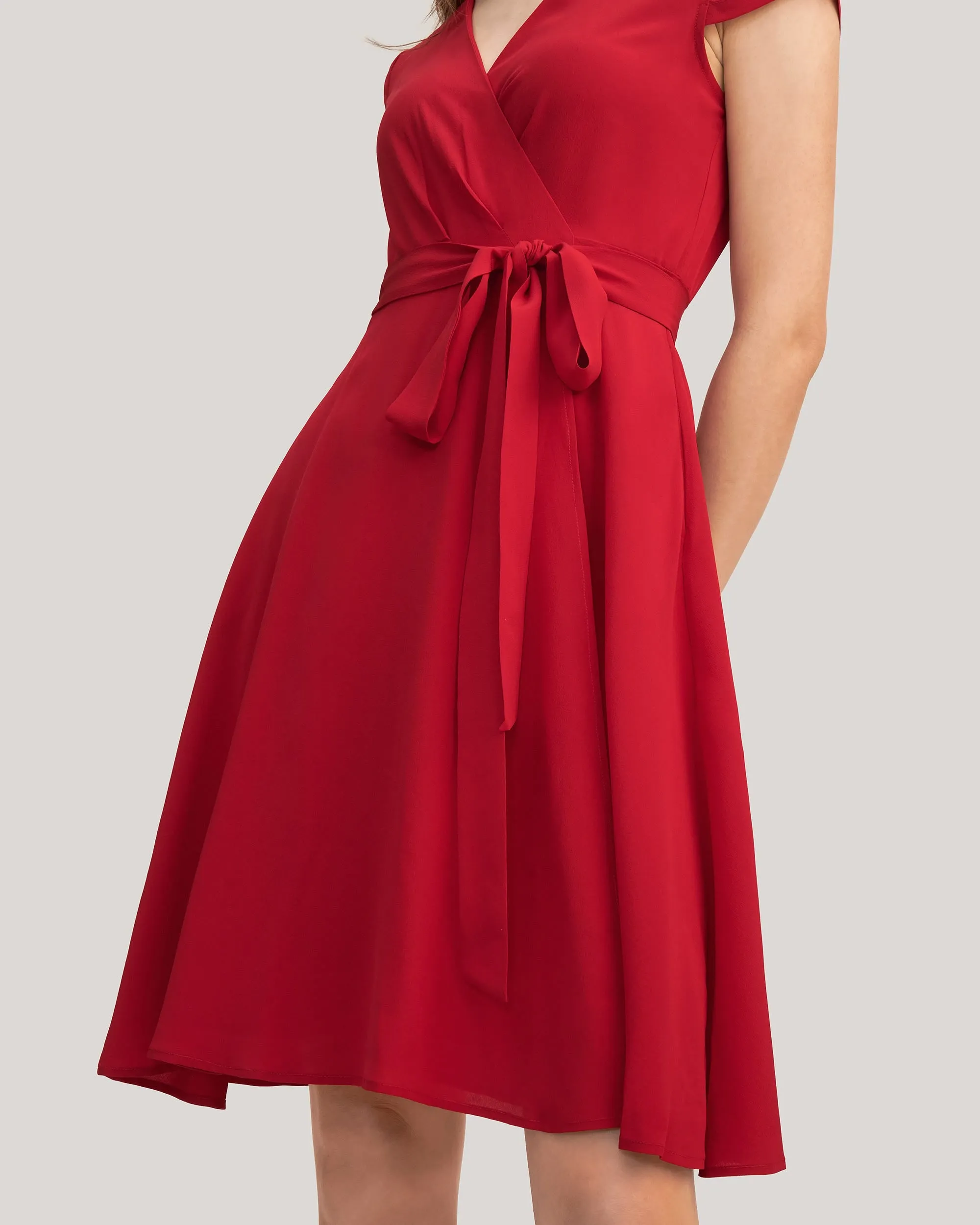 Figure Flattering Silk Wrap Dress