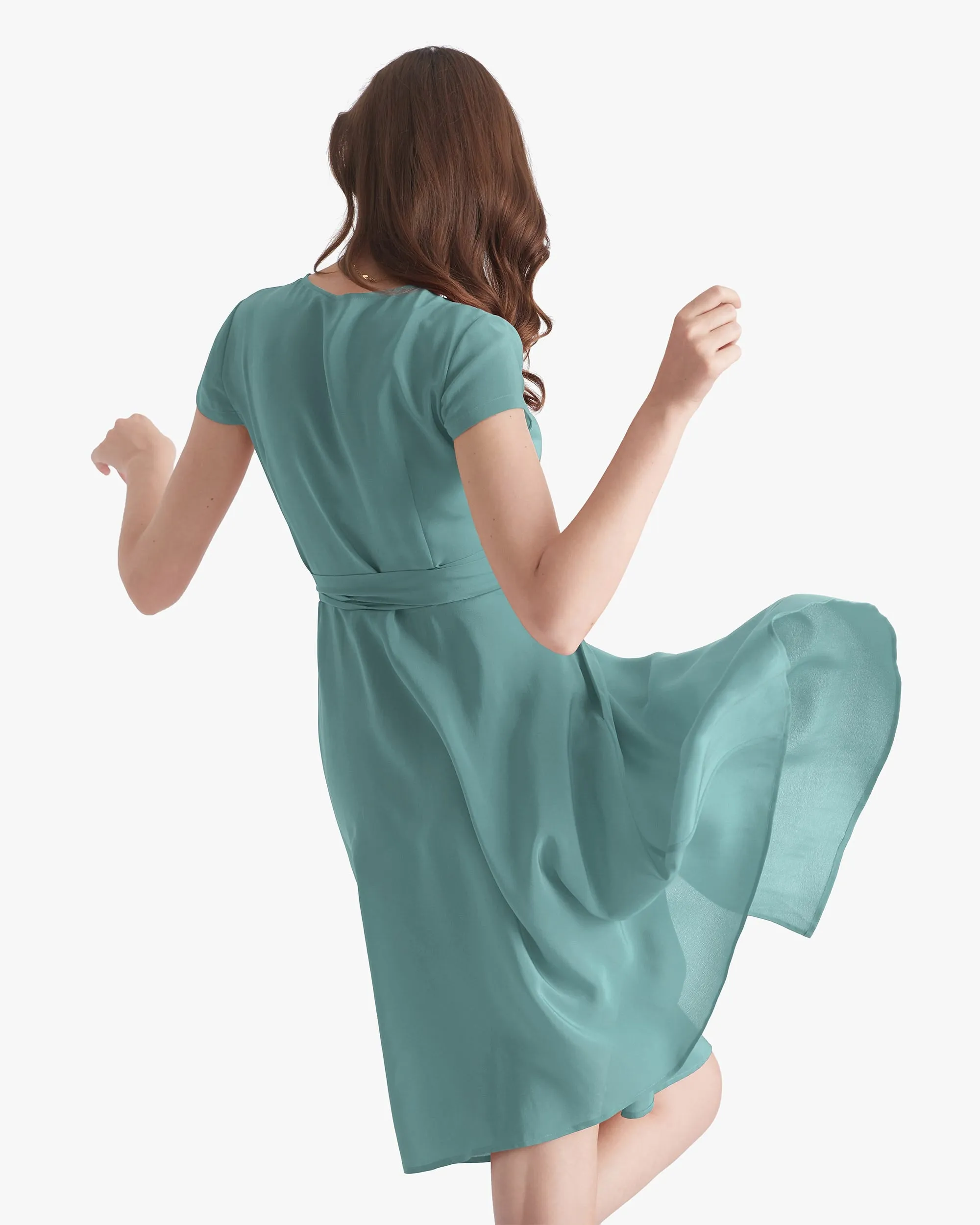Figure Flattering Silk Wrap Dress