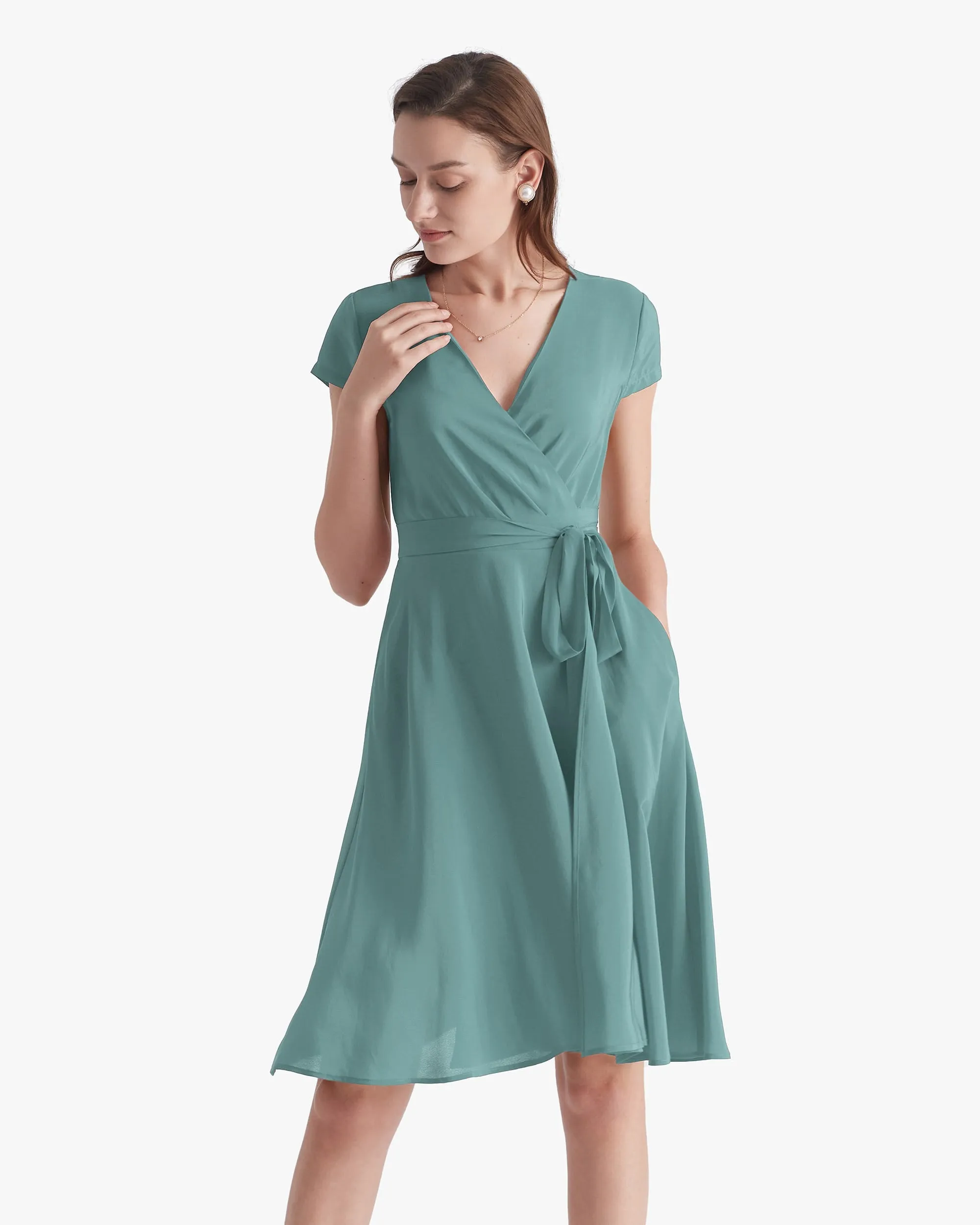 Figure Flattering Silk Wrap Dress