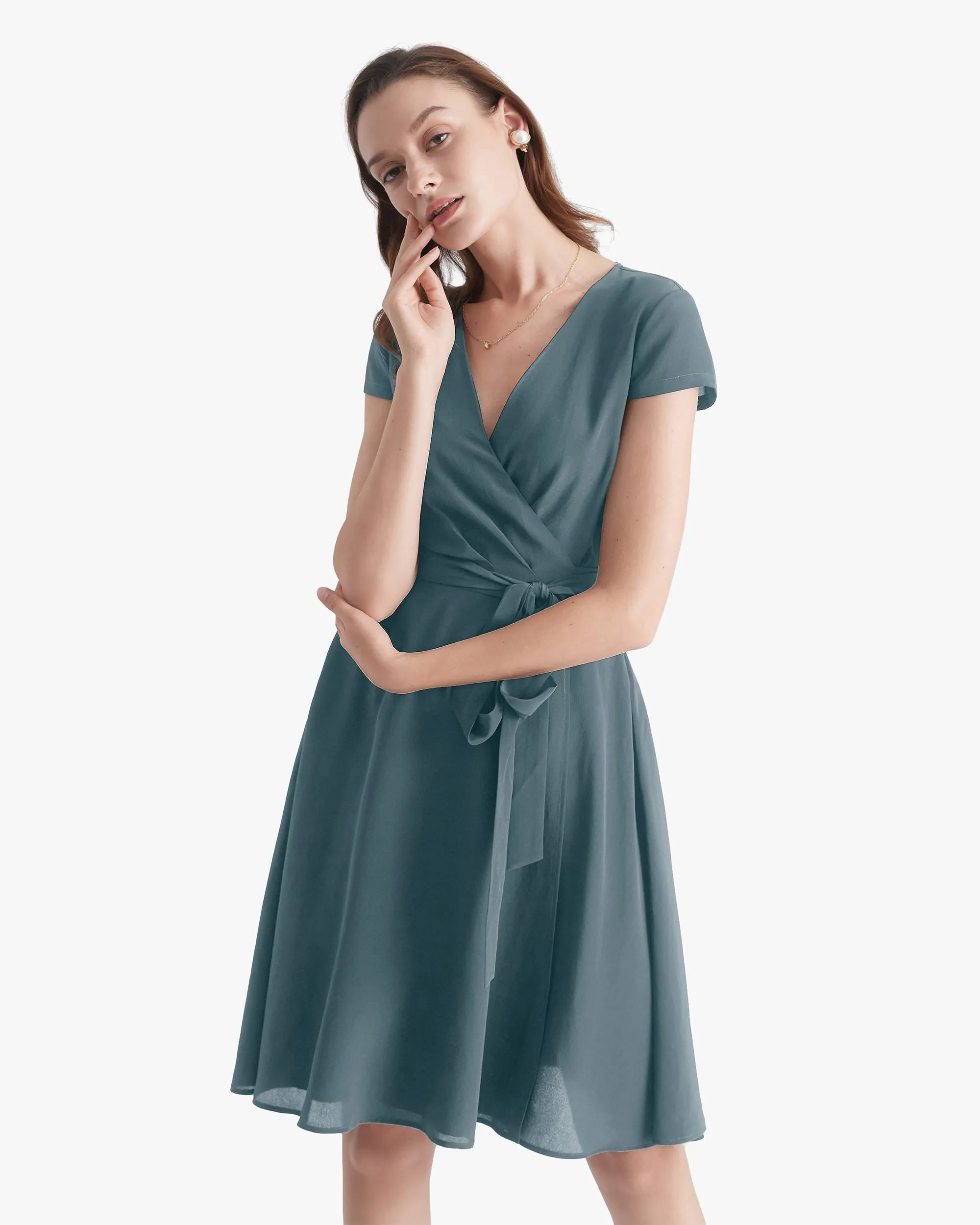 Figure Flattering Silk Wrap Dress
