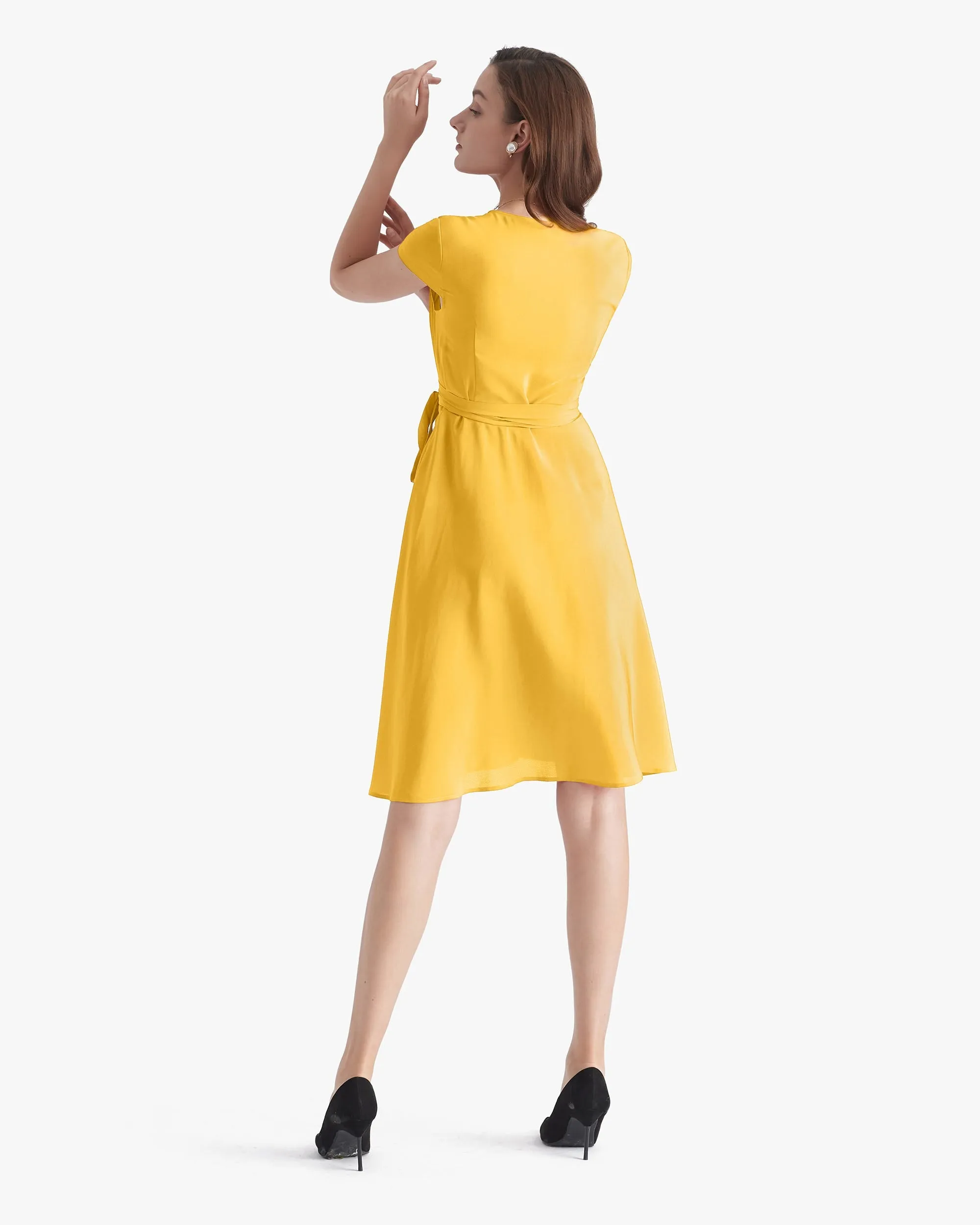 Figure Flattering Silk Wrap Dress