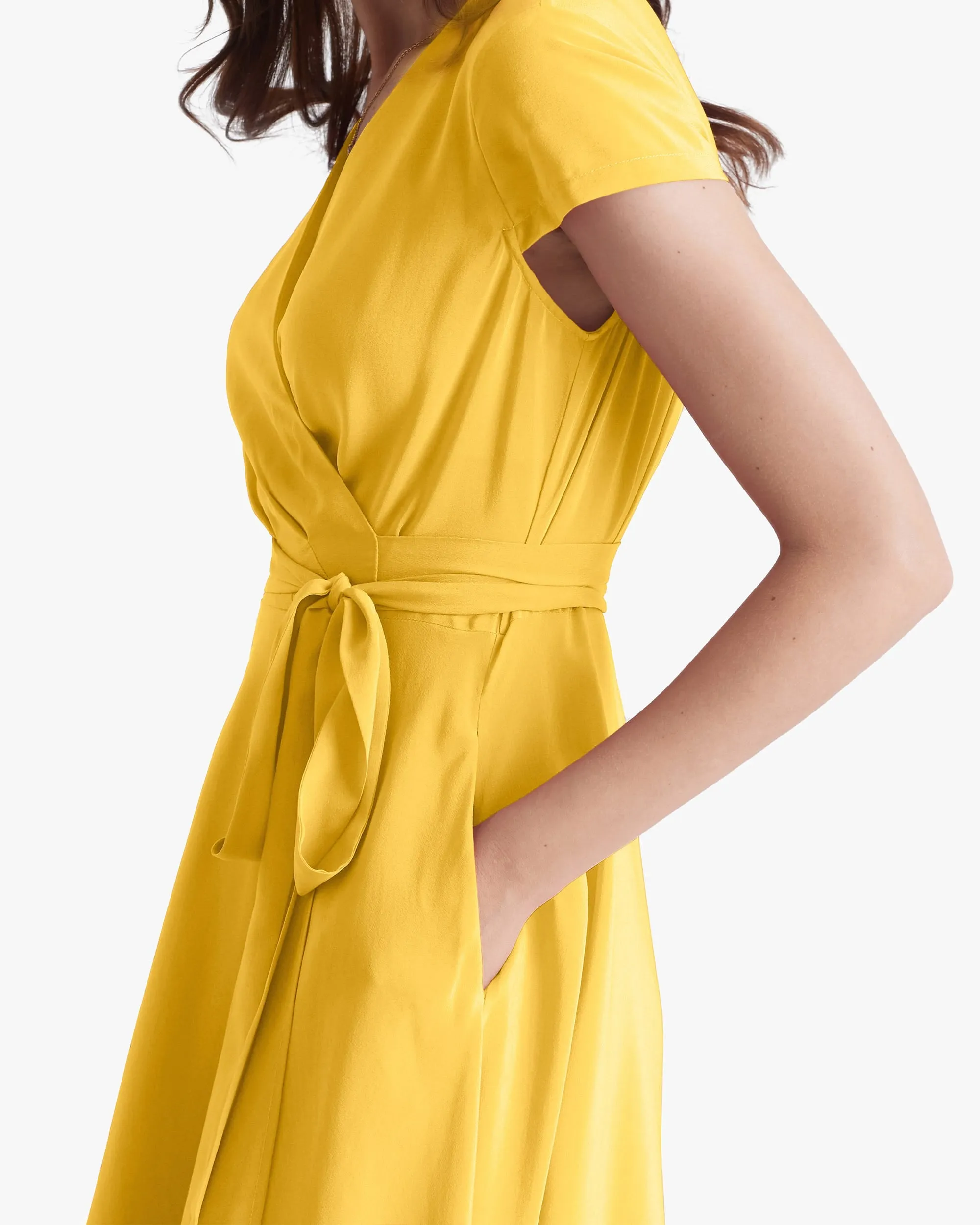 Figure Flattering Silk Wrap Dress