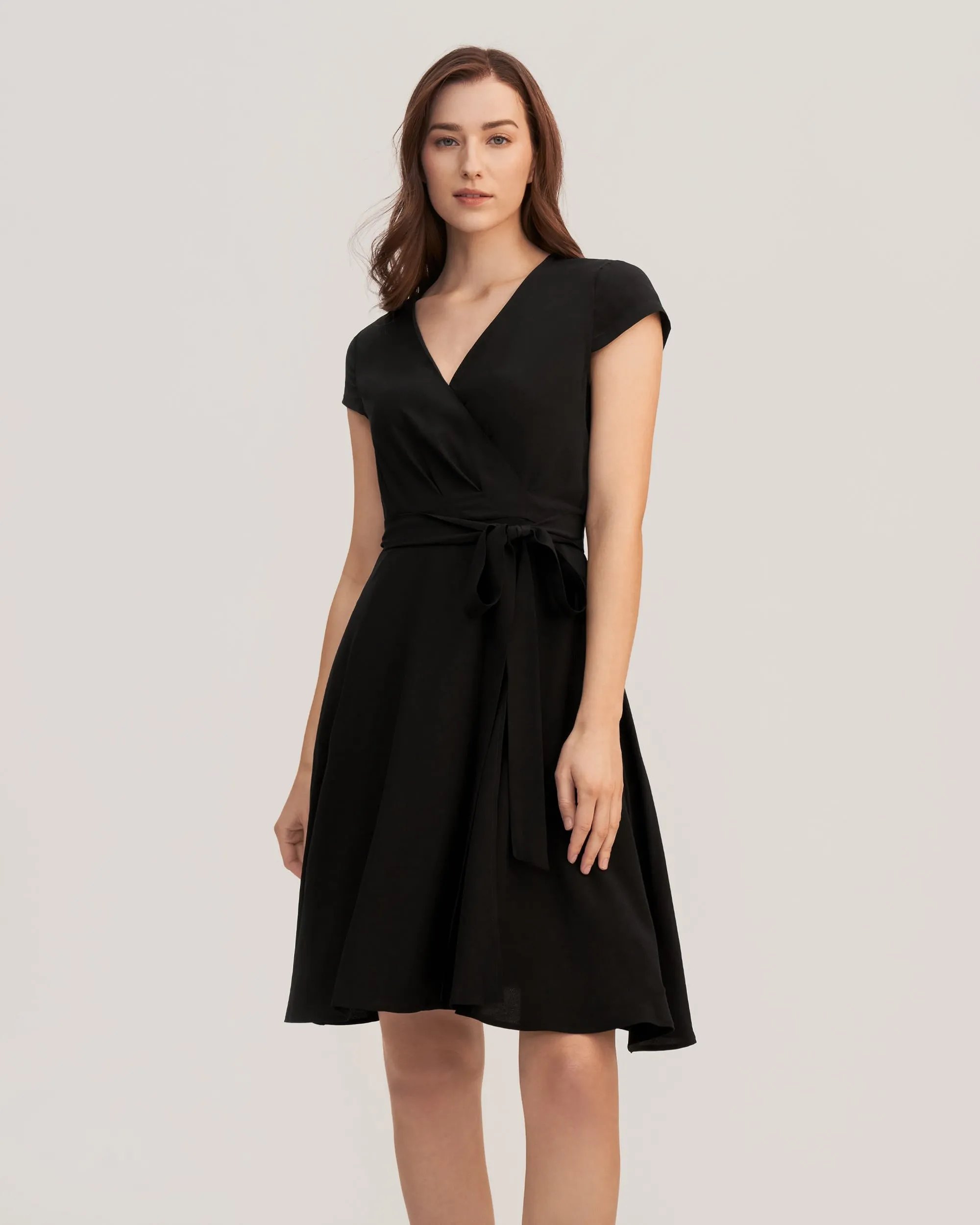 Figure Flattering Silk Wrap Dress