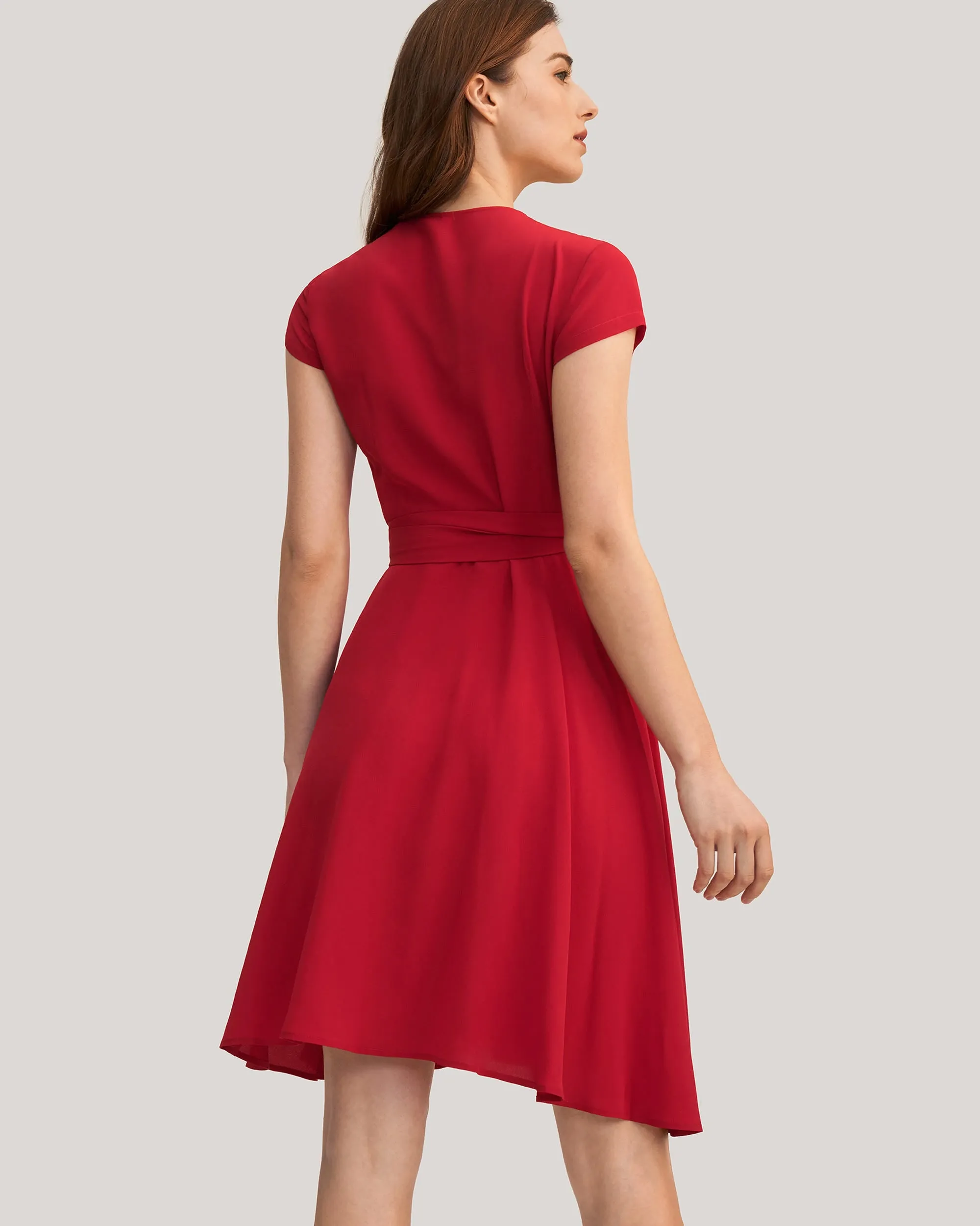 Figure Flattering Silk Wrap Dress