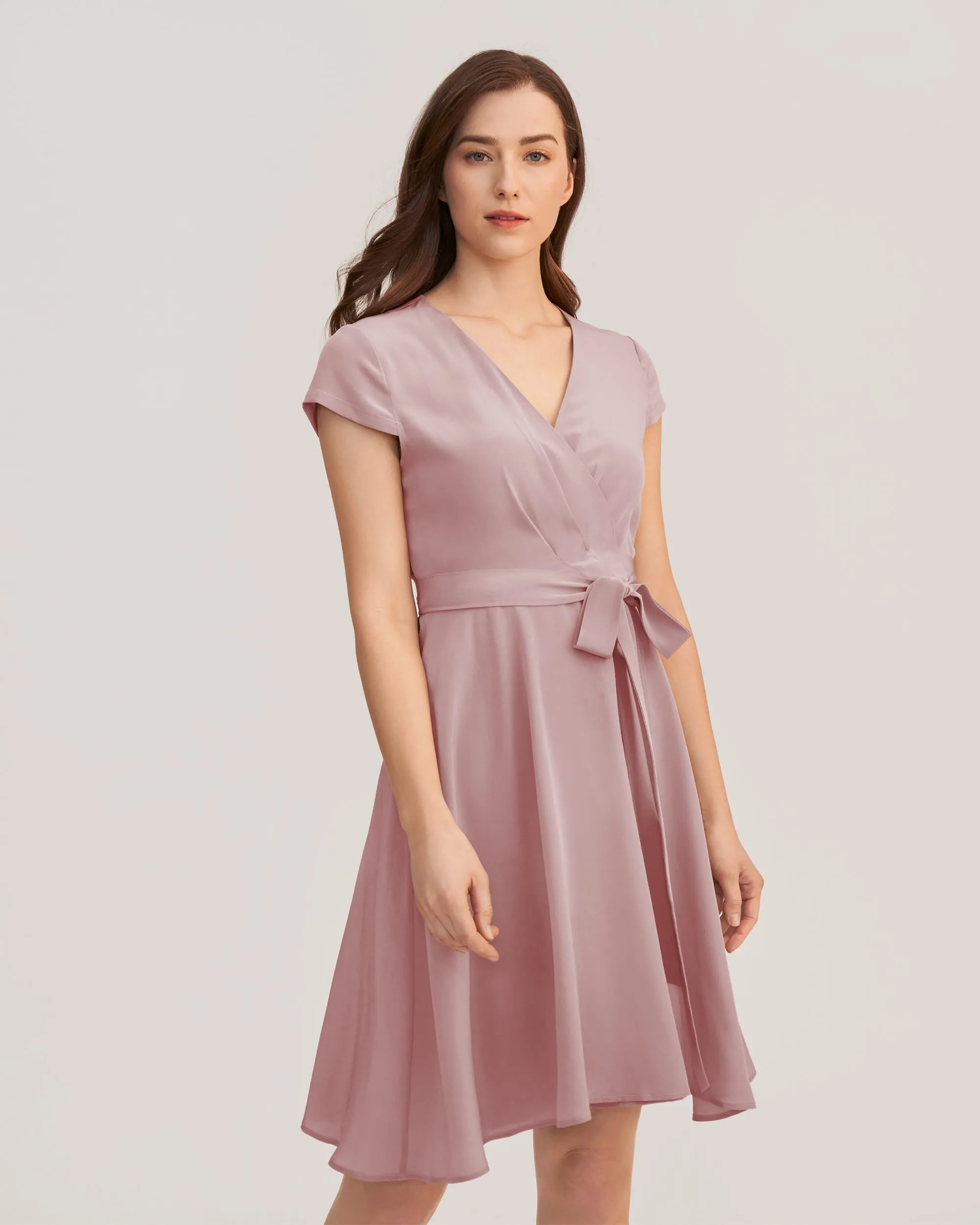 Figure Flattering Silk Wrap Dress
