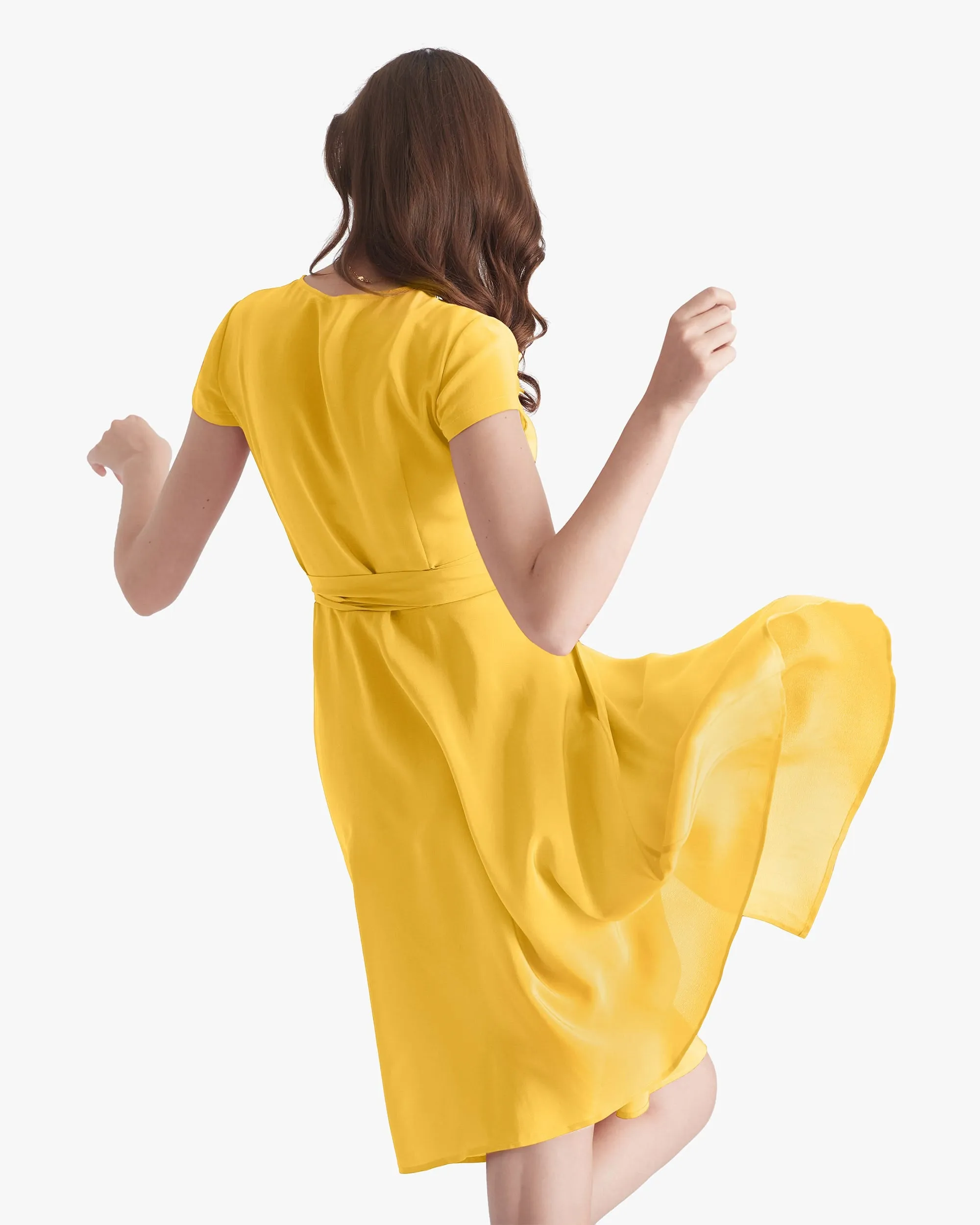 Figure Flattering Silk Wrap Dress