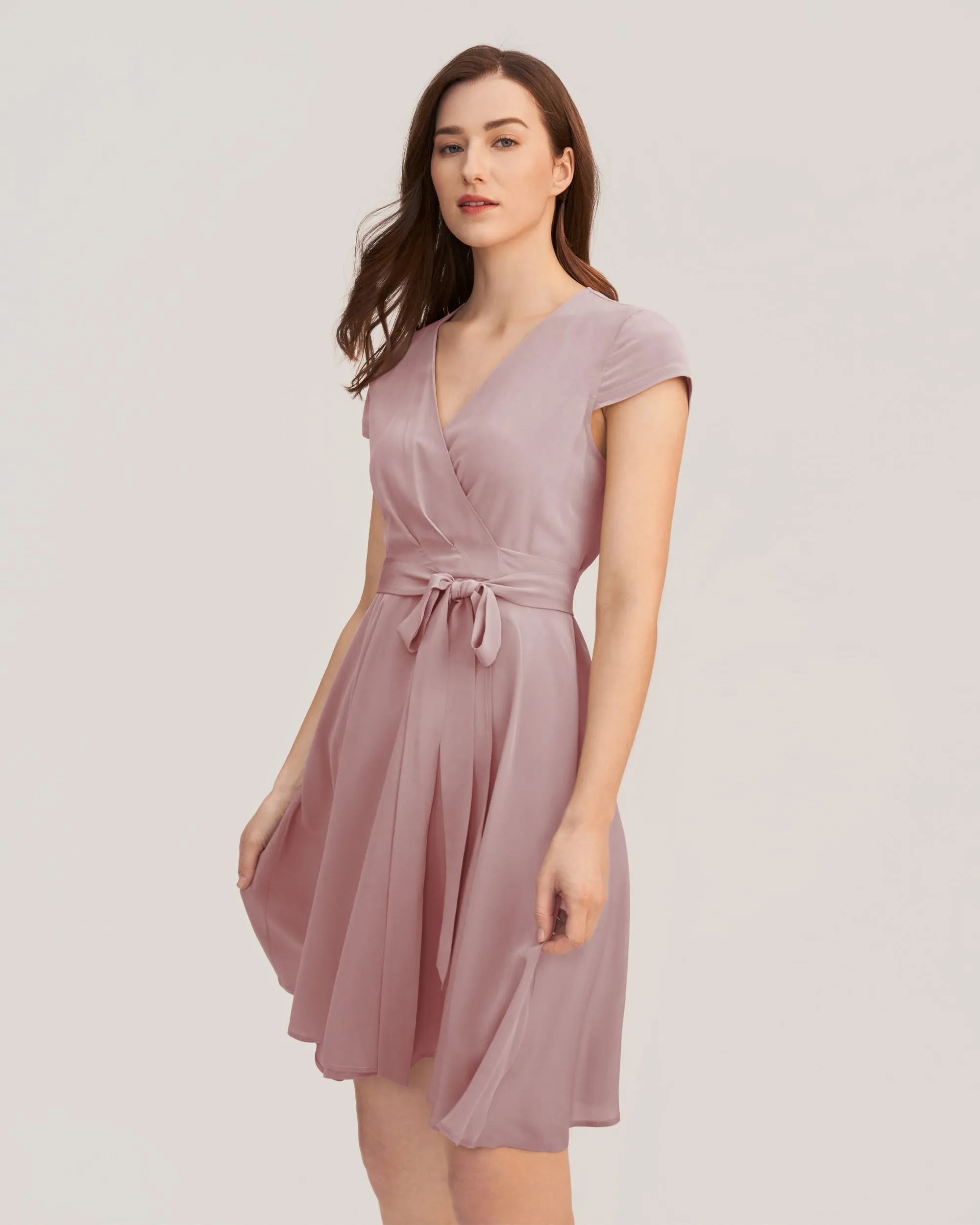 Figure Flattering Silk Wrap Dress