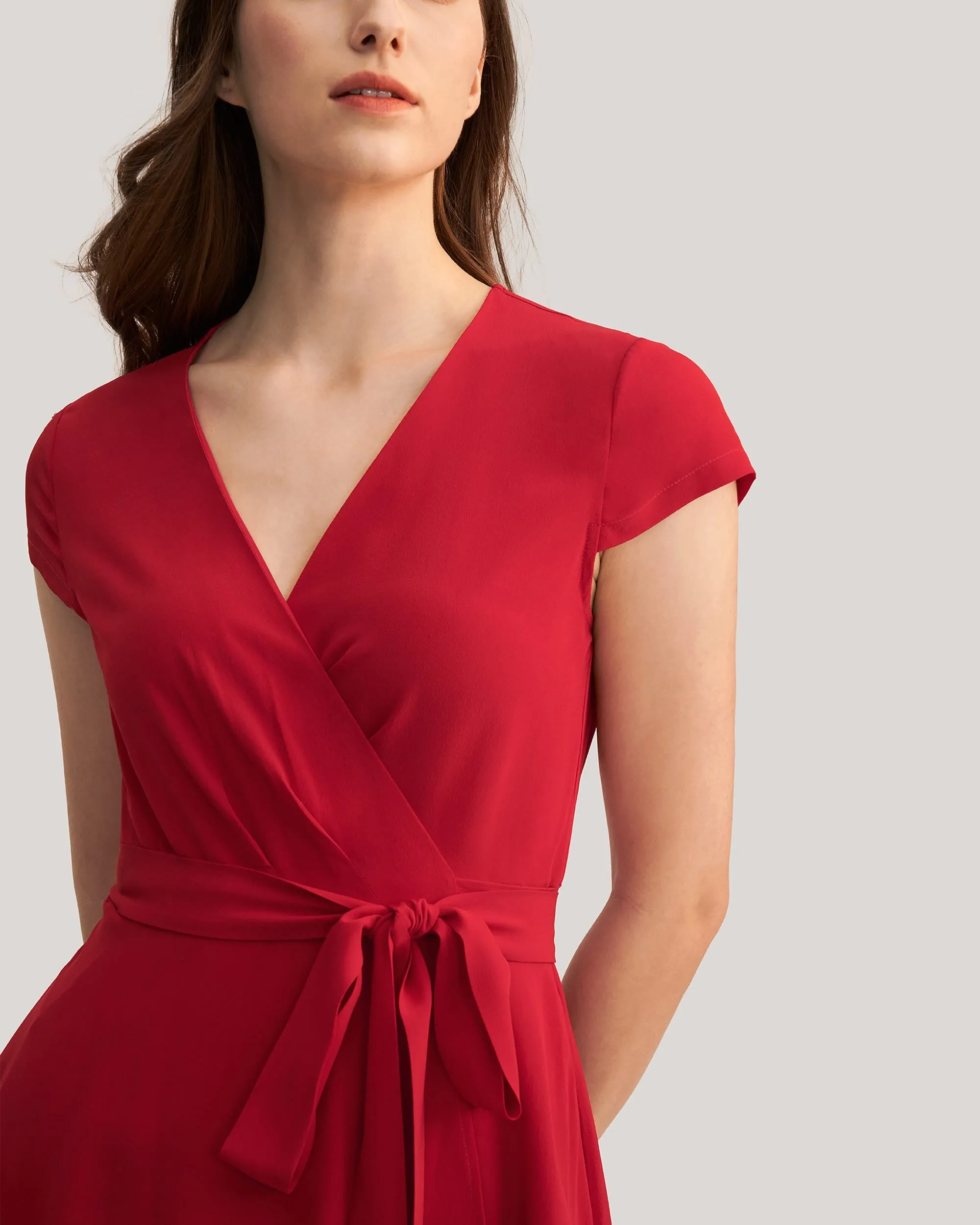 Figure Flattering Silk Wrap Dress