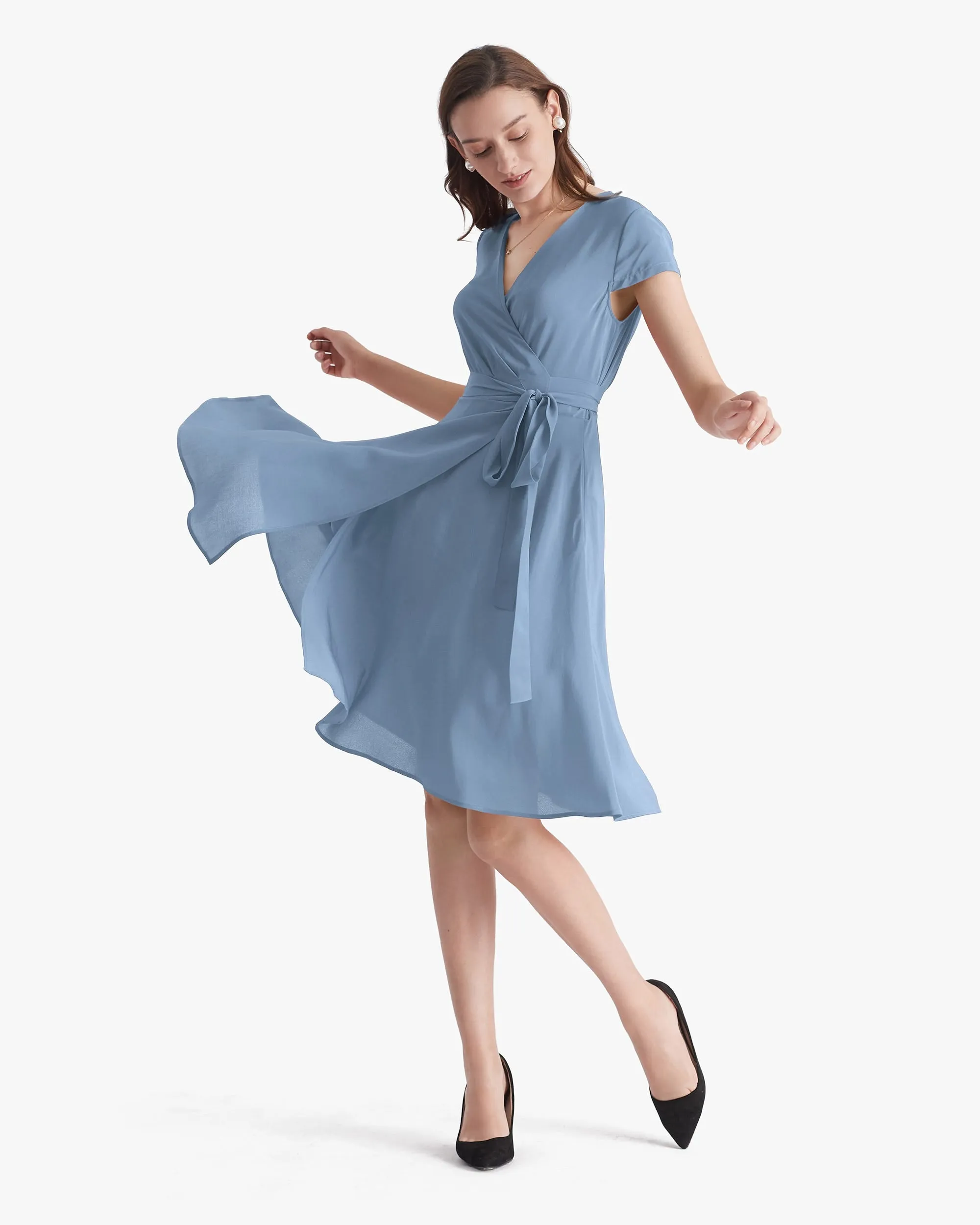 Figure Flattering Silk Wrap Dress
