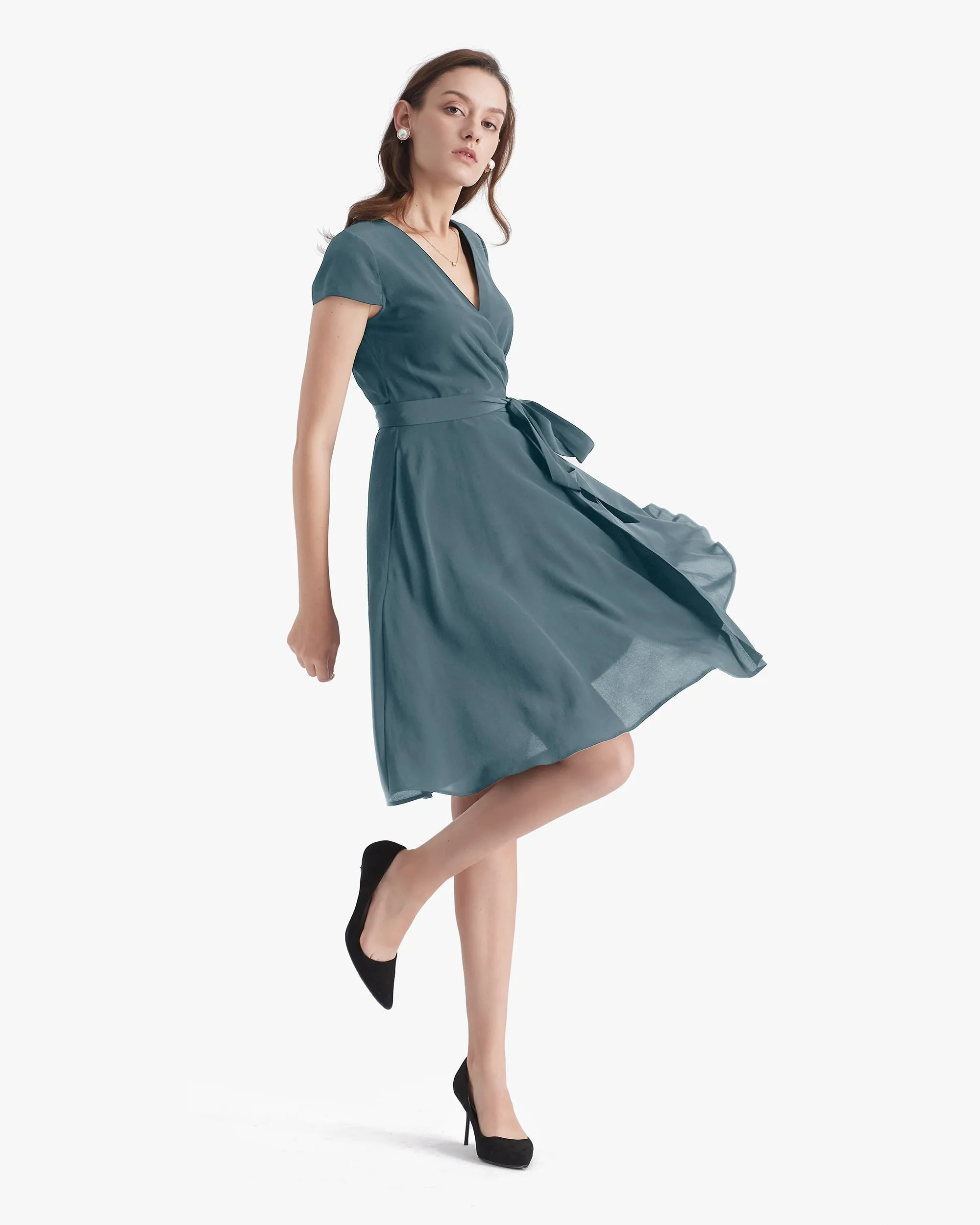 Figure Flattering Silk Wrap Dress