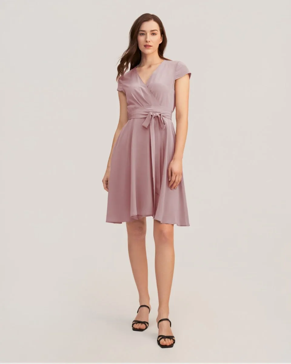 Figure Flattering Silk Wrap Dress