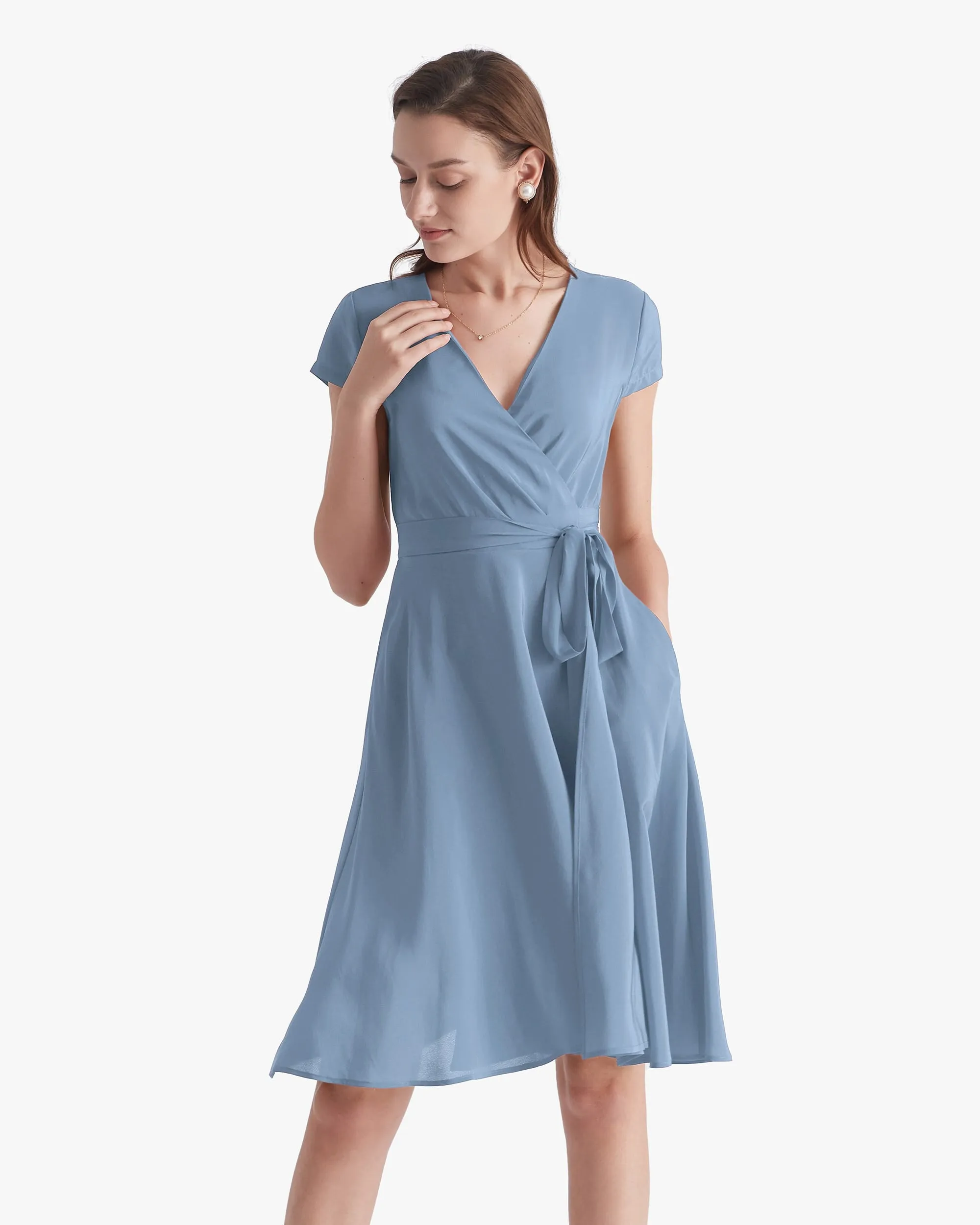 Figure Flattering Silk Wrap Dress