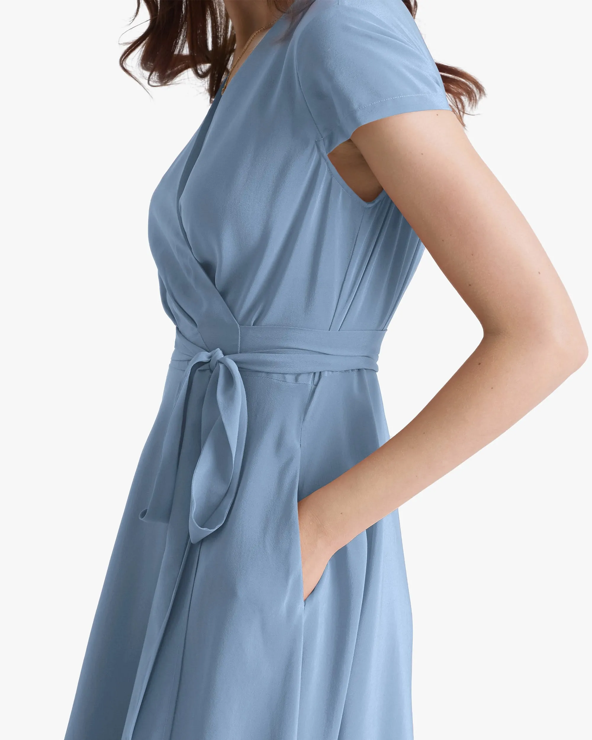 Figure Flattering Silk Wrap Dress