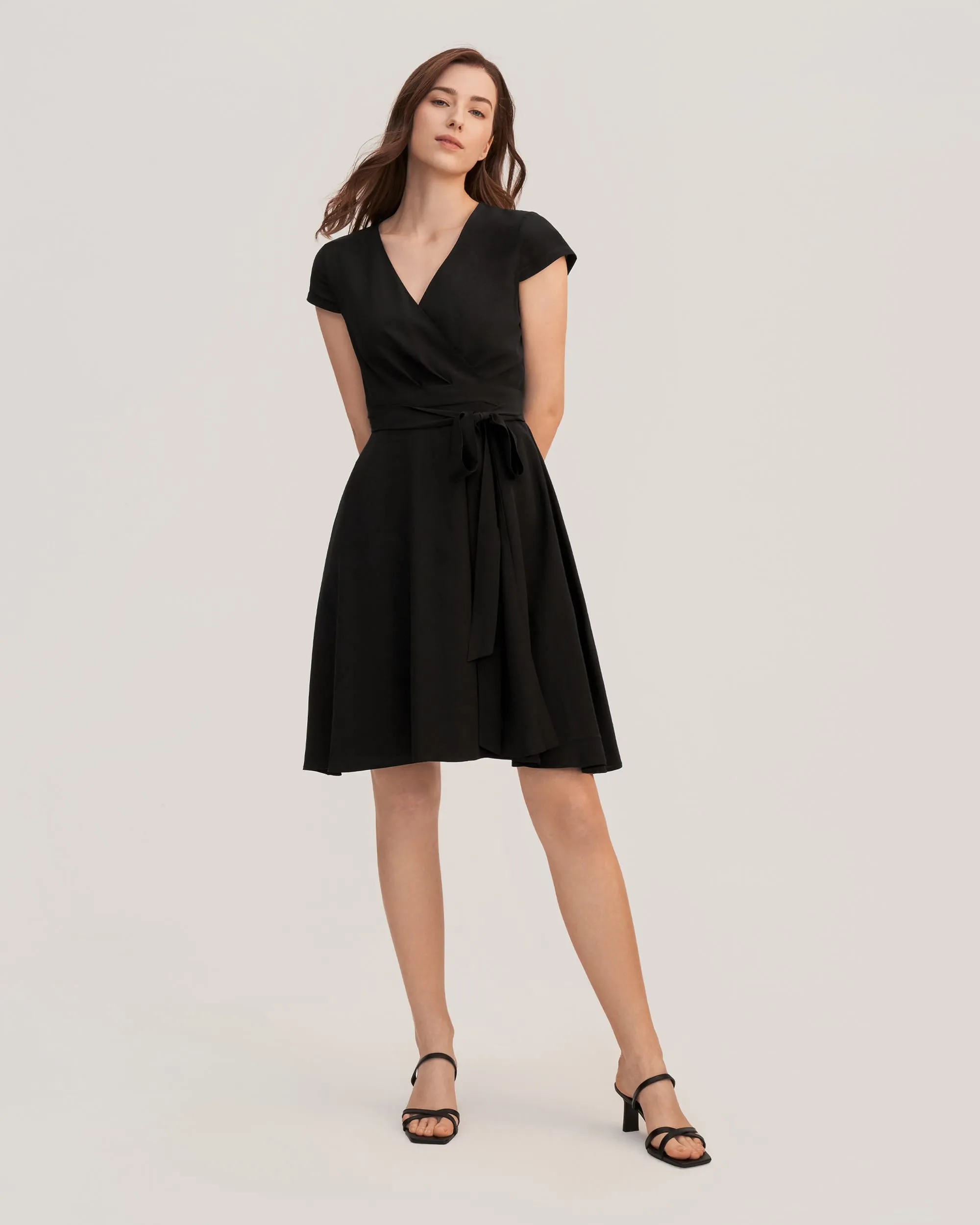 Figure Flattering Silk Wrap Dress