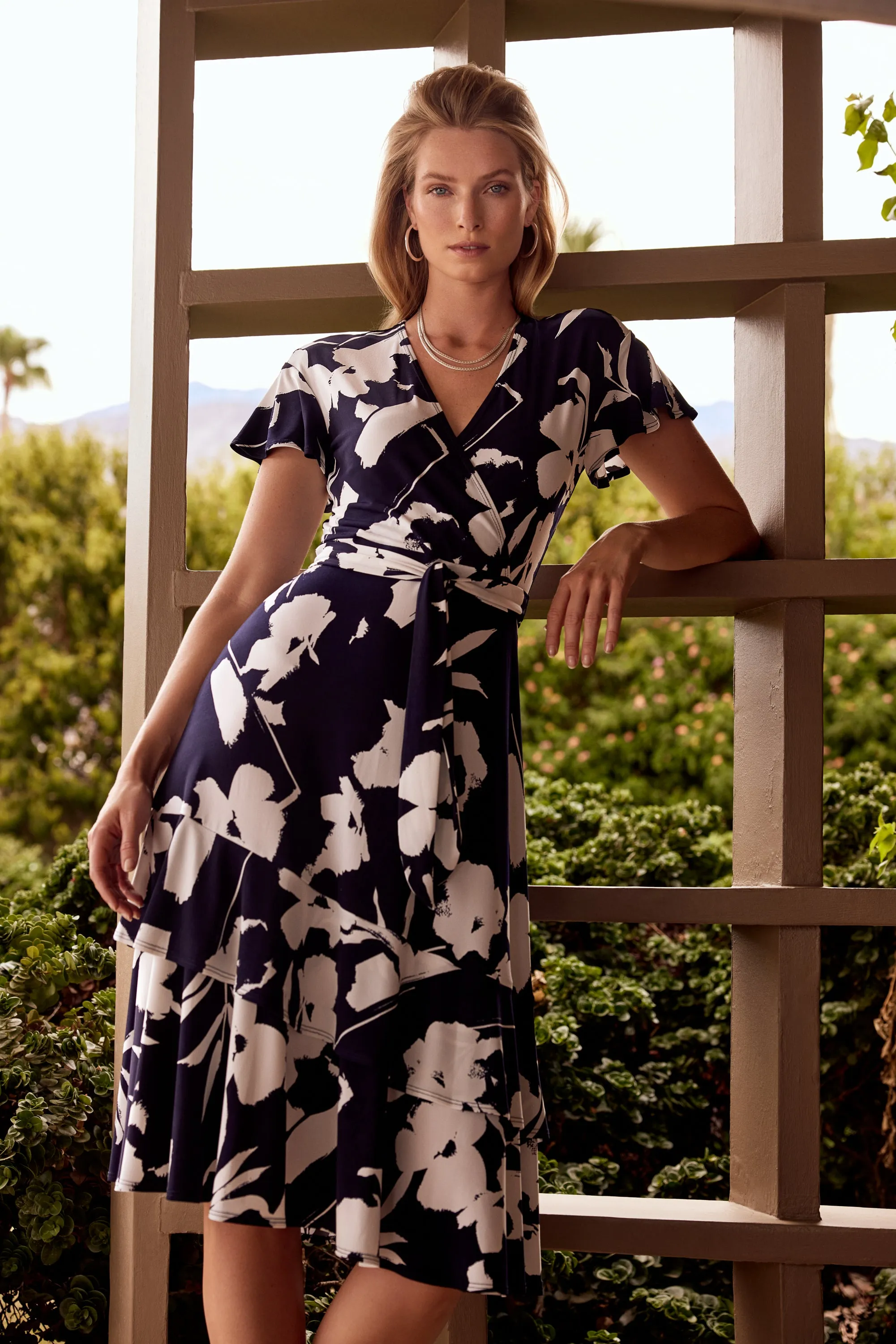 FINAL SALE MELINDA MIDNIGHT BLUE AND VANILLA FIT AND FLARE DRESS - JOSEPH RIBKOFF  231047