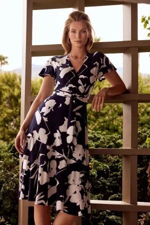 FINAL SALE MELINDA MIDNIGHT BLUE AND VANILLA FIT AND FLARE DRESS - JOSEPH RIBKOFF  231047