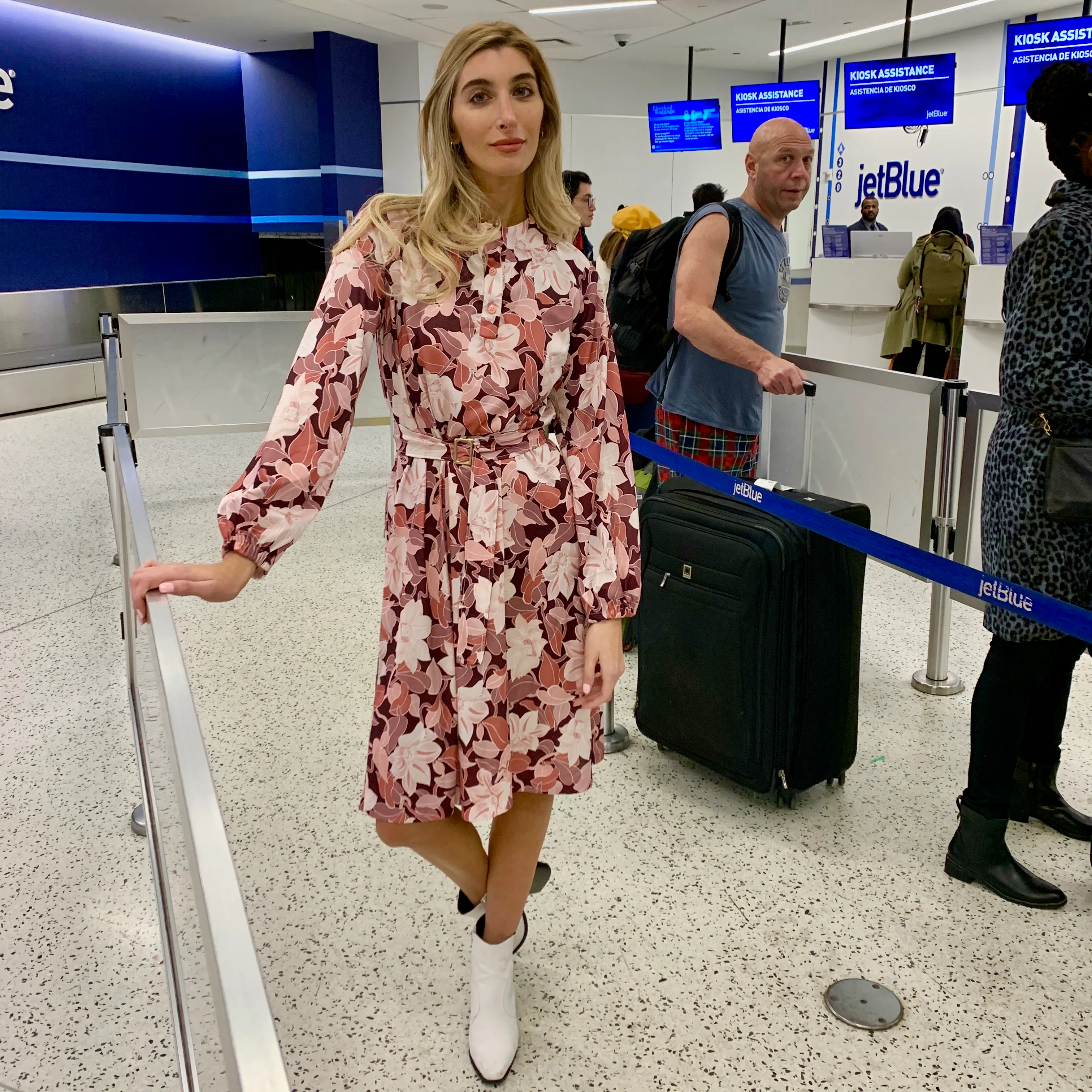 Fit and flare mauve floral dress