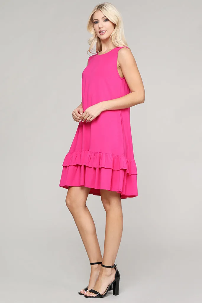 Flirt with a Twirl Sleeveless Ruffle Dress with Pockets