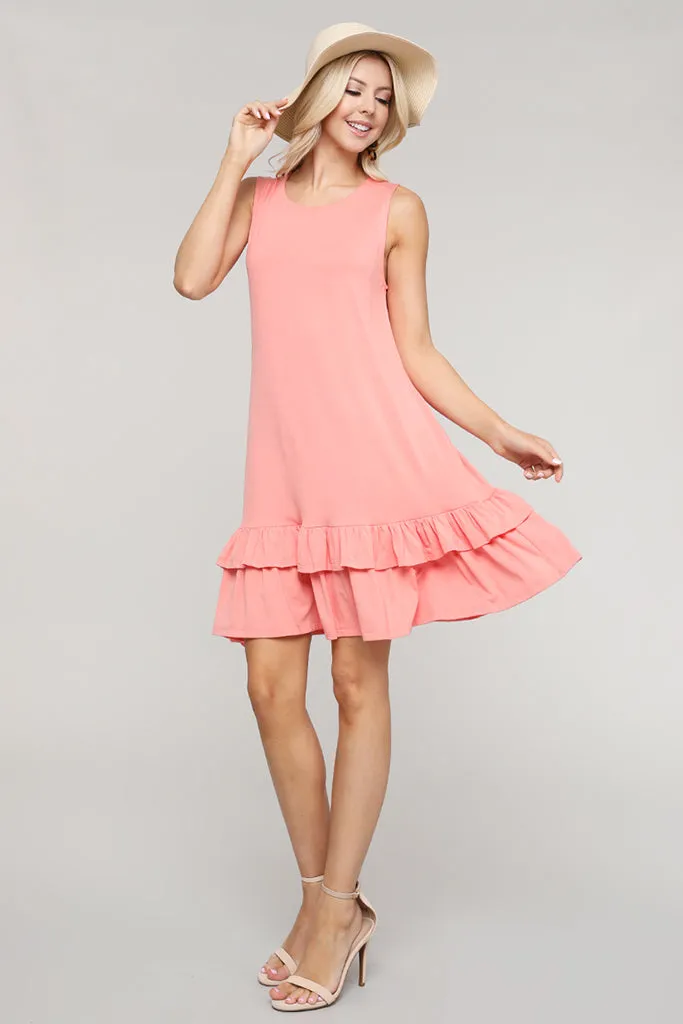 Flirt with a Twirl Sleeveless Ruffle Dress with Pockets