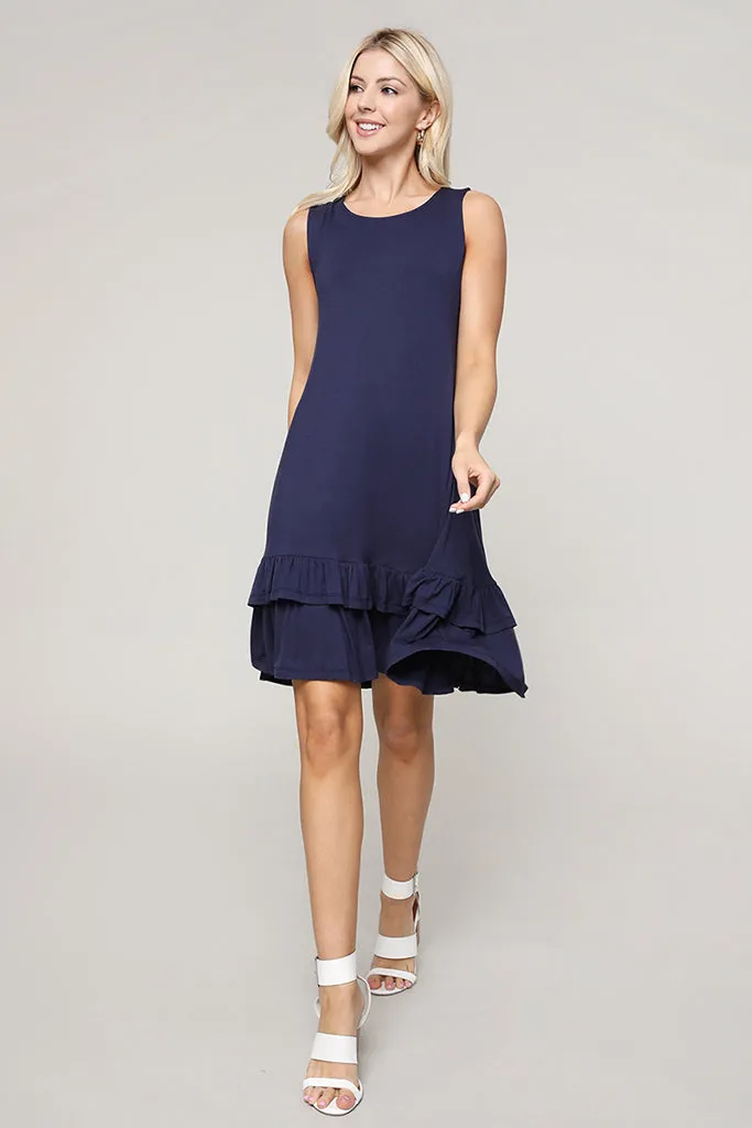Flirt with a Twirl Sleeveless Ruffle Dress with Pockets