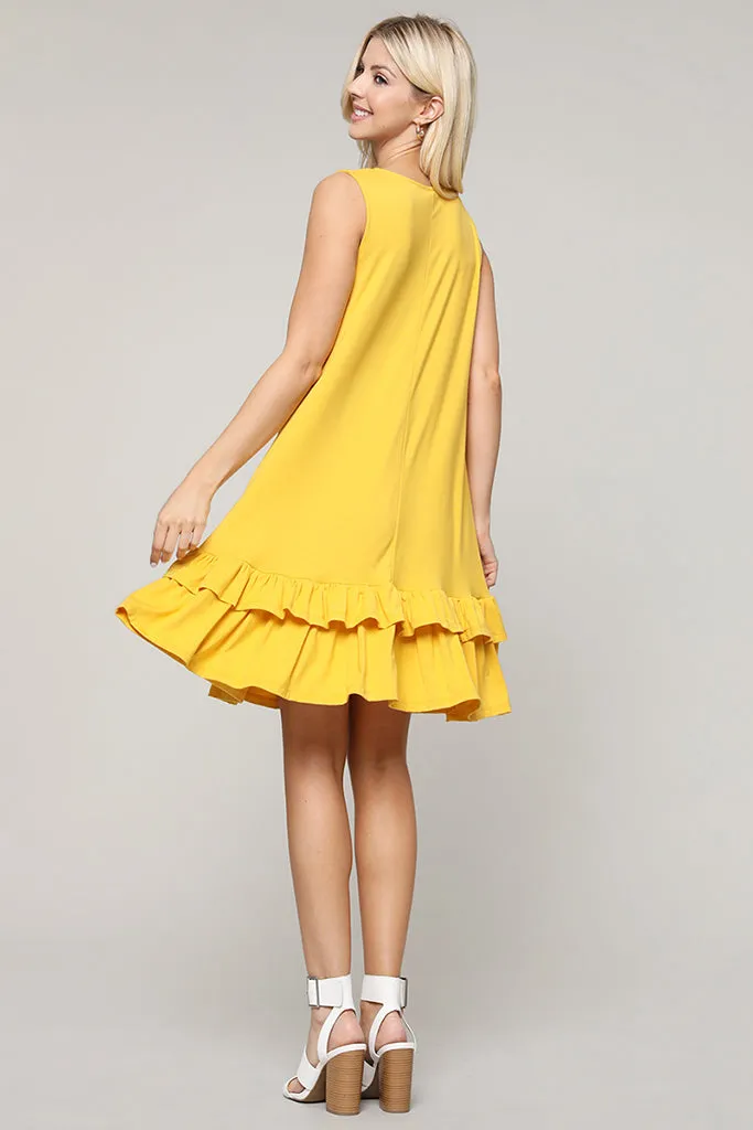 Flirt with a Twirl Sleeveless Ruffle Dress with Pockets