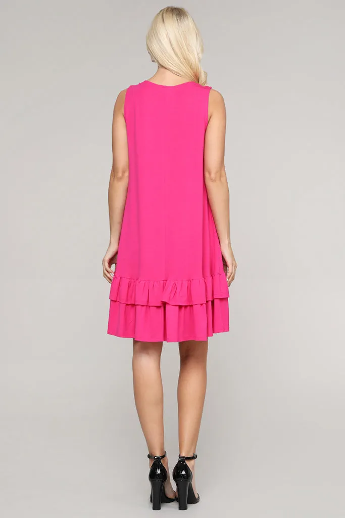 Flirt with a Twirl Sleeveless Ruffle Dress with Pockets
